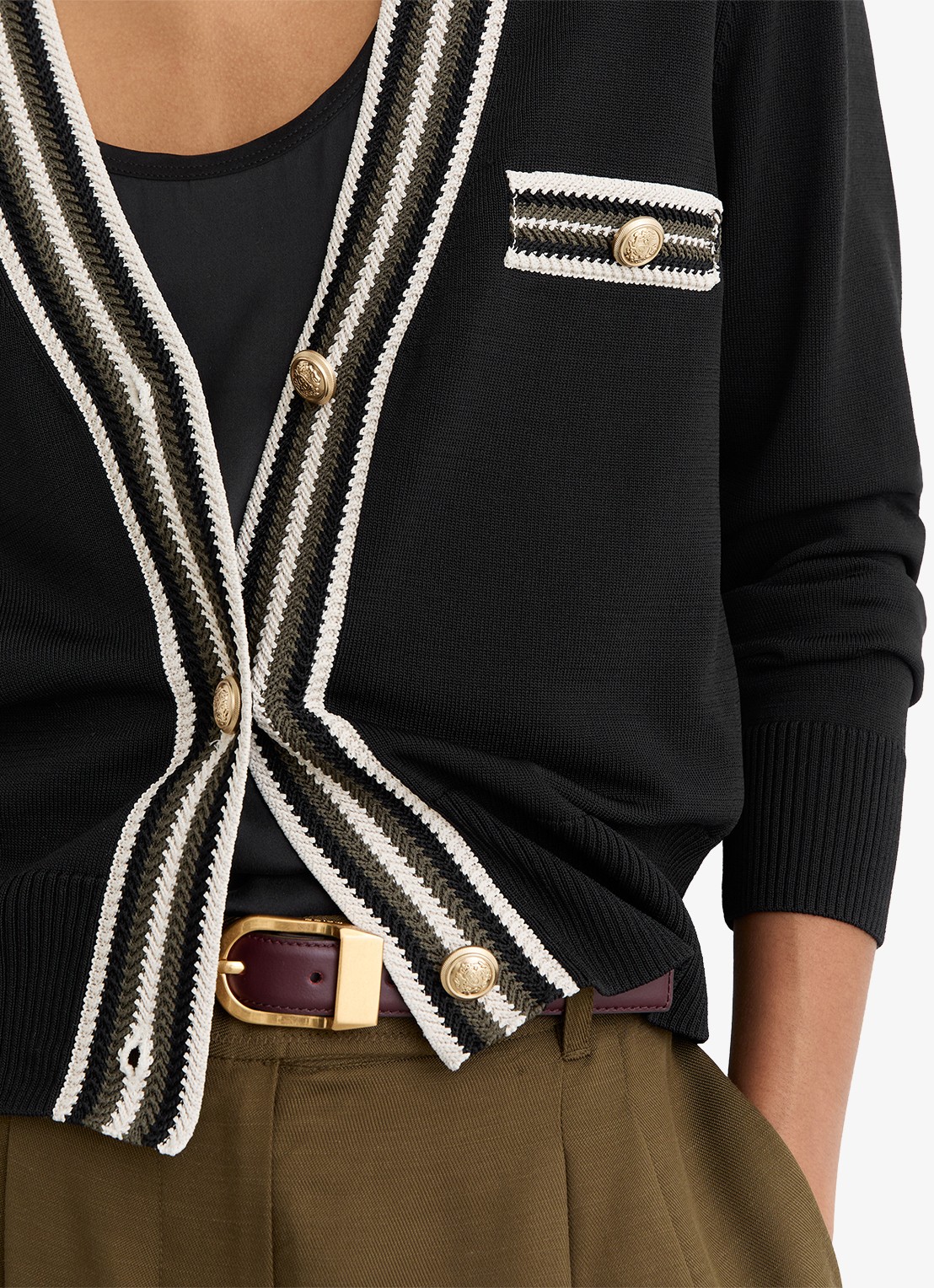 Reiss Danni fijngebreid vest met knoop detail - detail 3 zwart