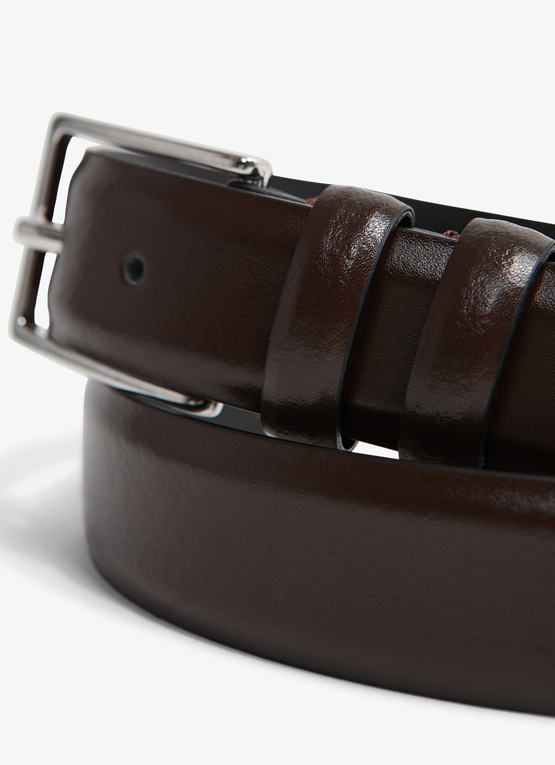 Reiss Dante riem van leer - detail 4 chocoladebruin