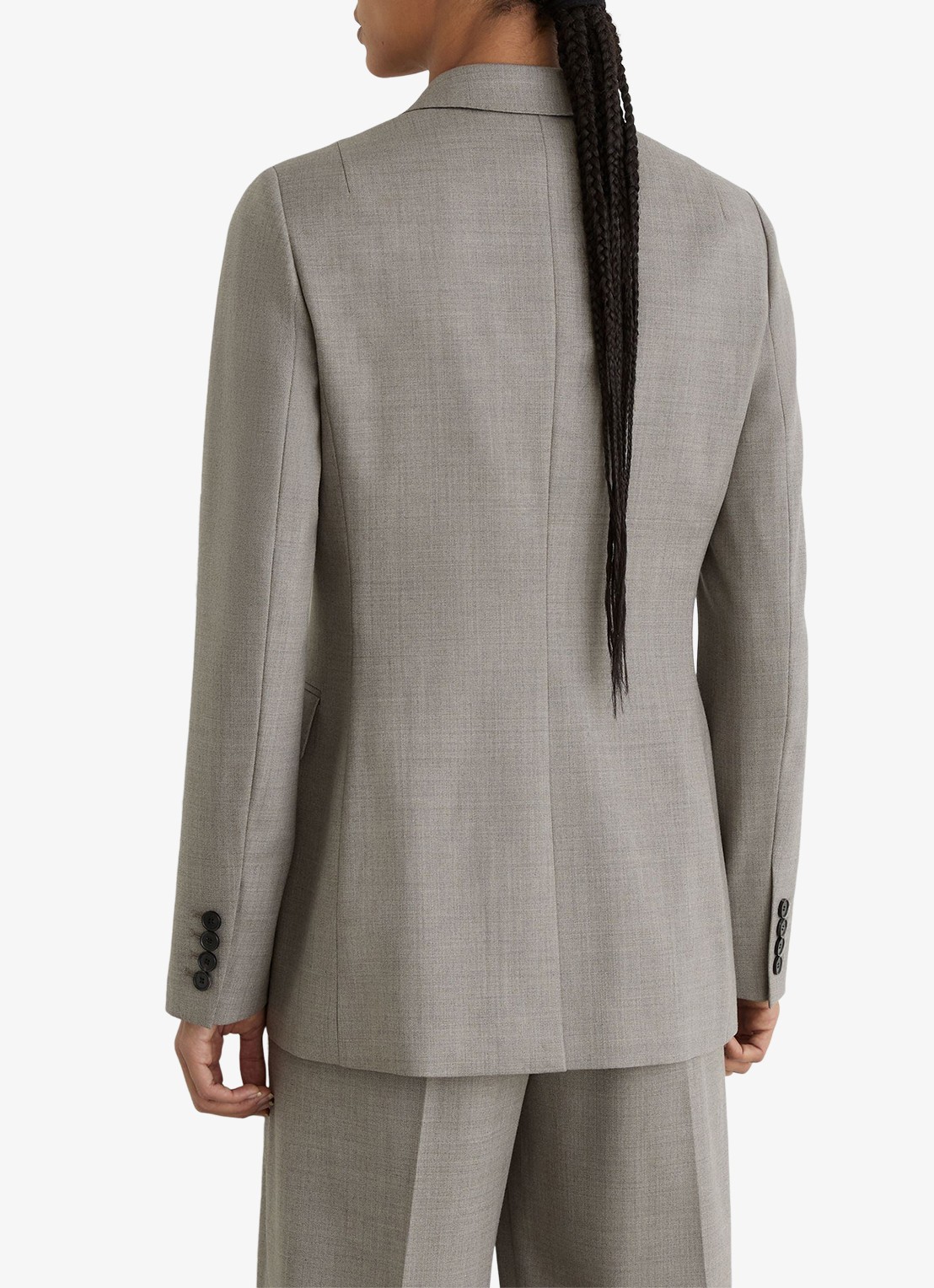 Reiss Darcy double-breasted blazer in wolblend - achterkant 5 grijsmele