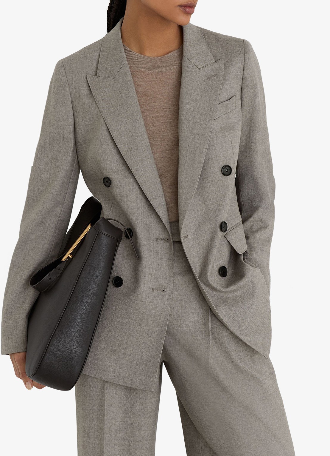 Reiss Darcy double-breasted blazer in wolblend - detail grijsmele