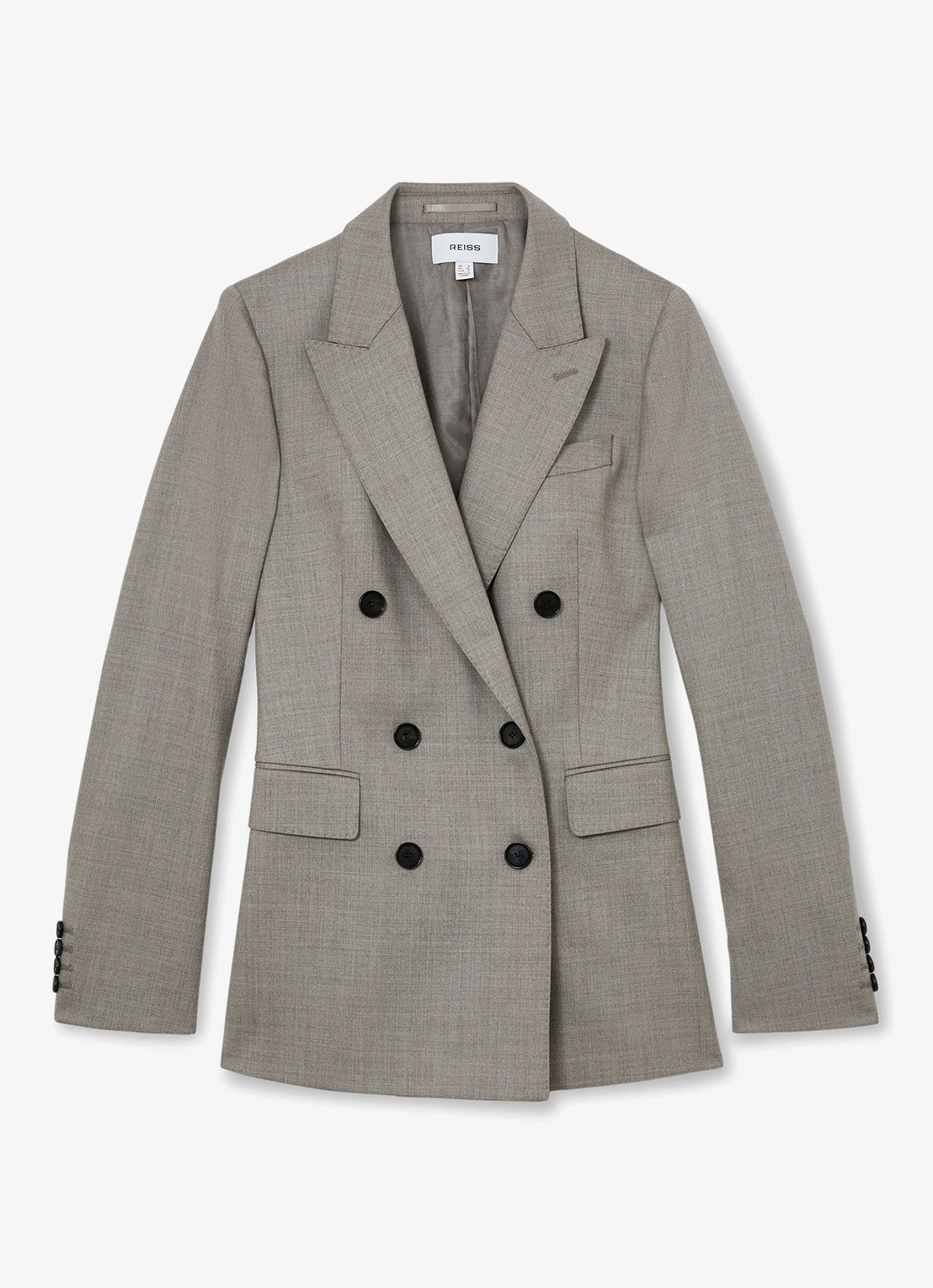 Reiss Darcy double-breasted blazer in wolblend - voorkant 6 grijsmele