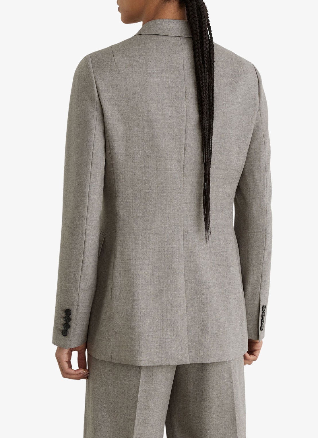Reiss Darcy double-breasted blazer in wolblend - achterkant grijsmele