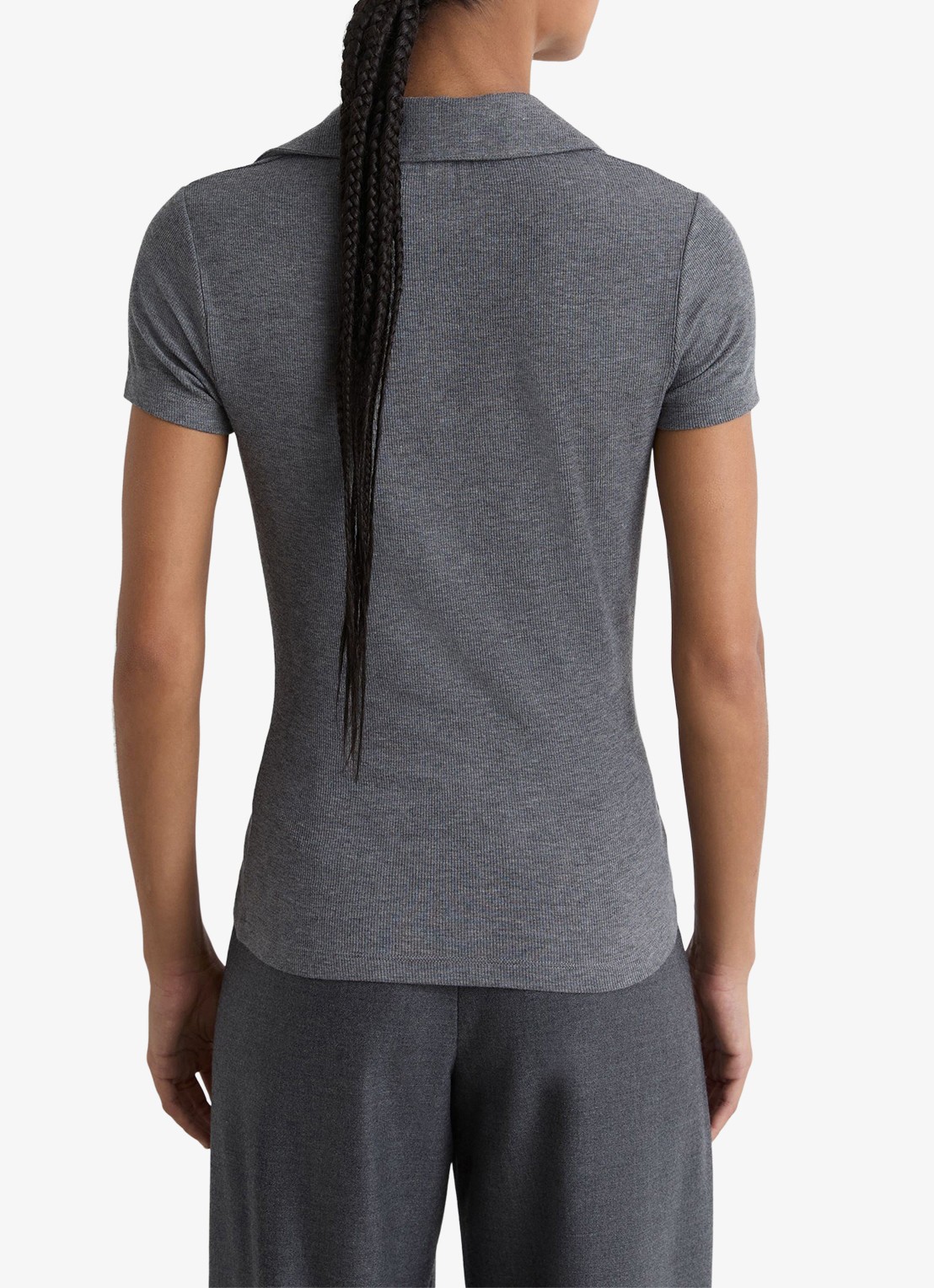 Reiss Daria slim fit polo met gemêleerd dessin - achterkant middengrijs