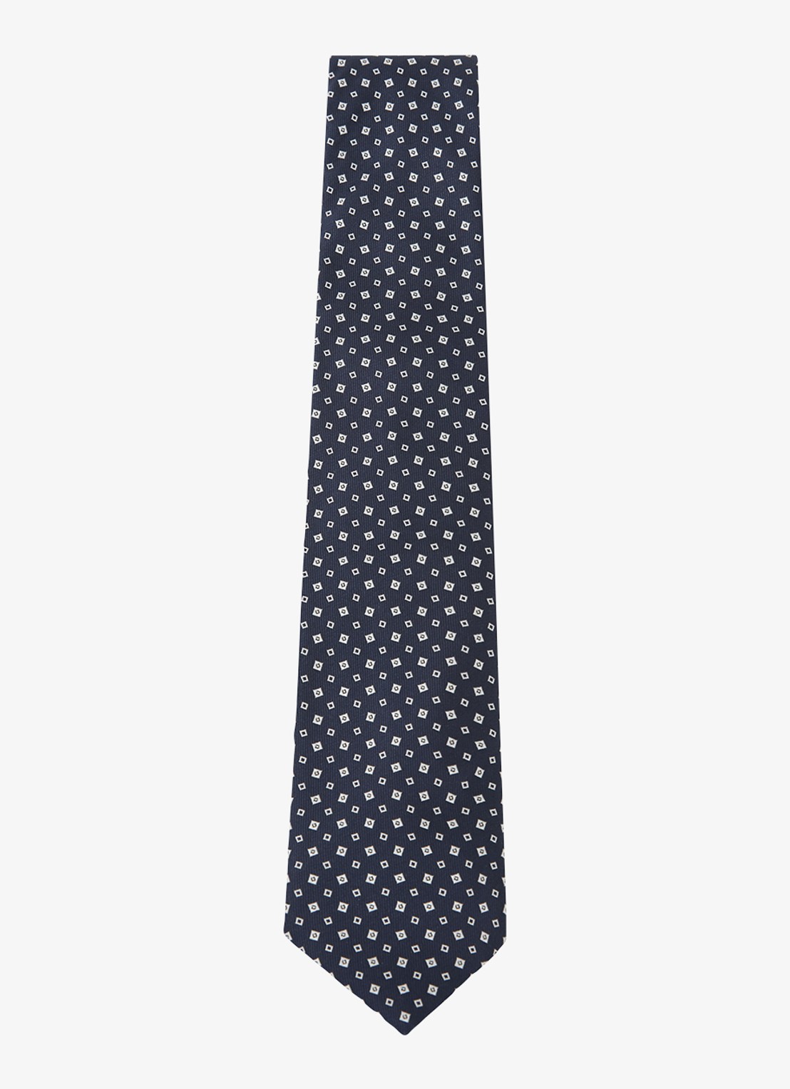 Reiss Dario stropdas in zijdeblend met print - voorkant donkerblauw