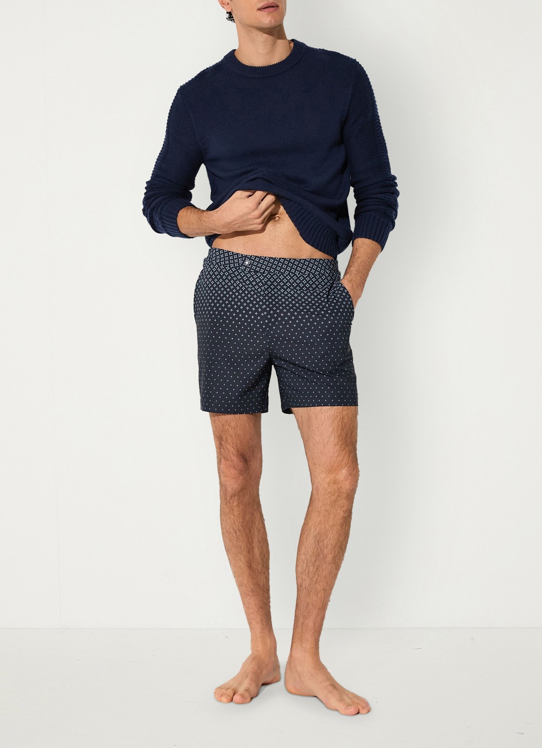 Reiss Darli zwemshort met print - voorkant 2 donkerblauw