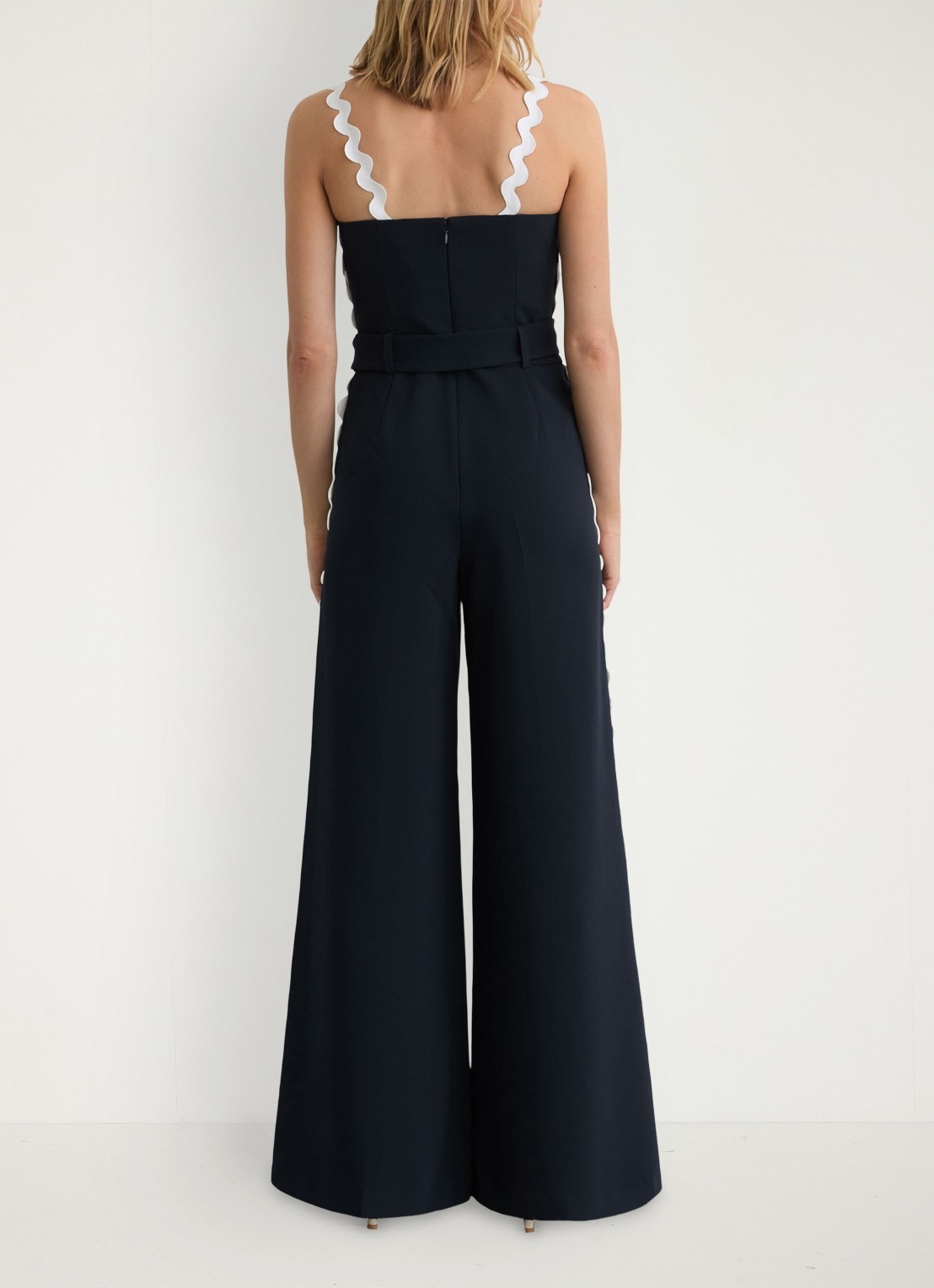 Reiss Dash wide fit jumpsuit met steekzakken - achterkant donkerblauw