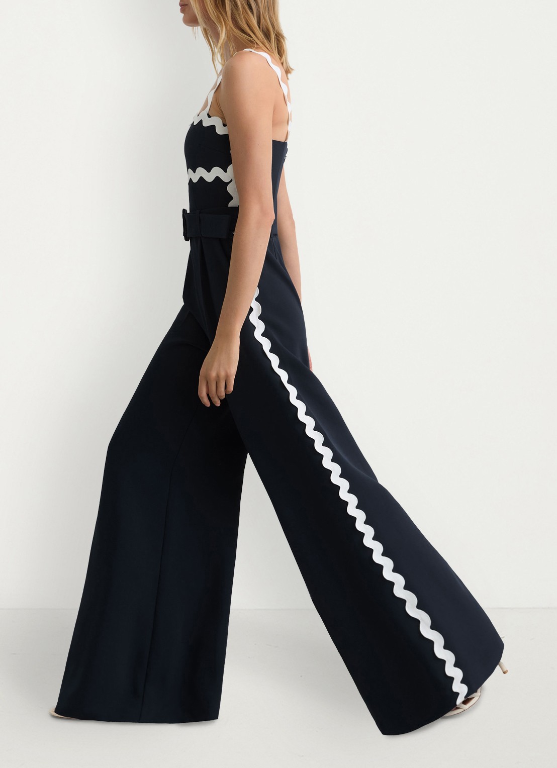 Reiss Dash wide fit jumpsuit met steekzakken - detail 2 donkerblauw