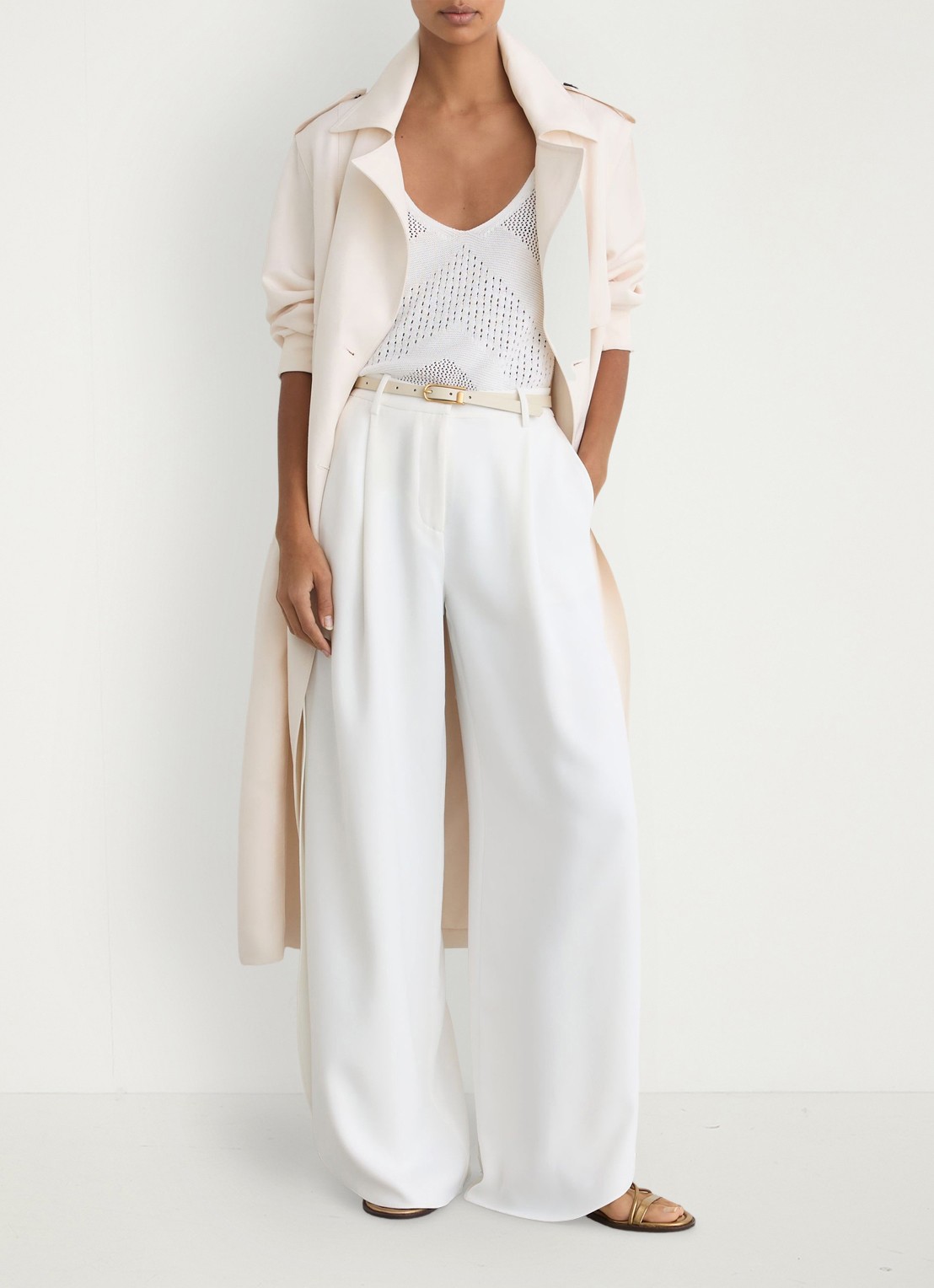 Reiss Deena high waist loose fit pantalon met split - voorkant 2 wit