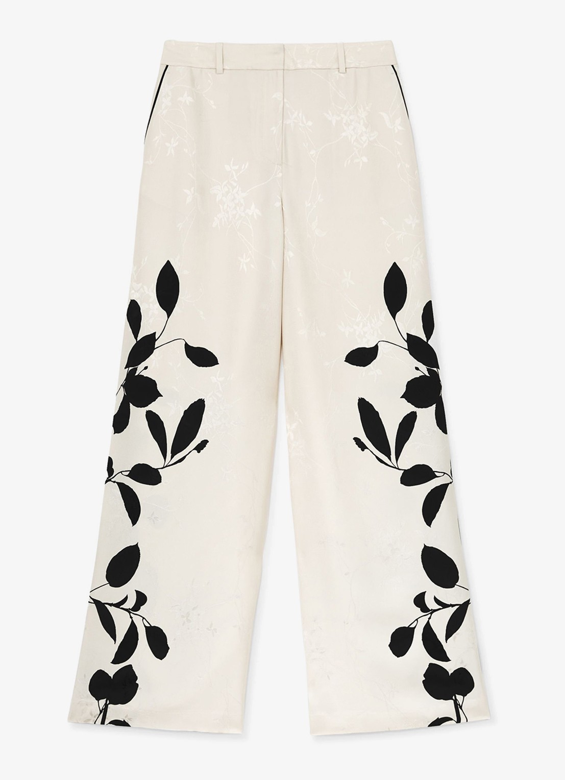 Reiss Delilah high waist wide fit pantalon met bloemenprint - voorkant ivoor