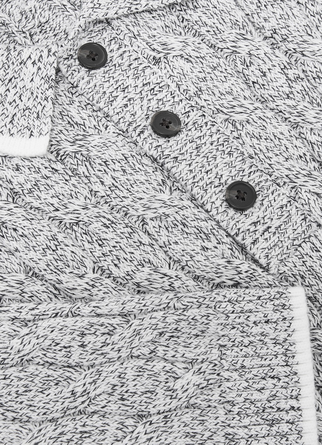 Reiss DENBY Cotton Cable-Knit Polo Shirt - detail 5 grijs