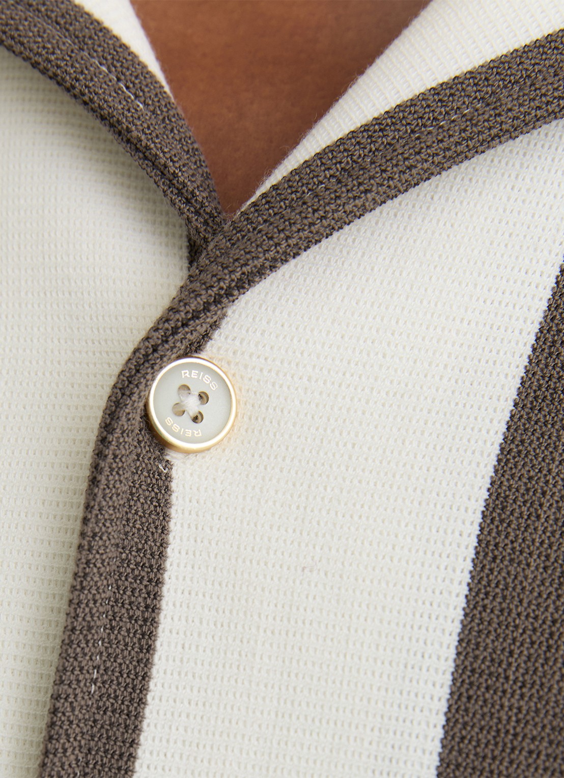 Reiss Dexter overhemd met streepprint  - detail 3 bruin