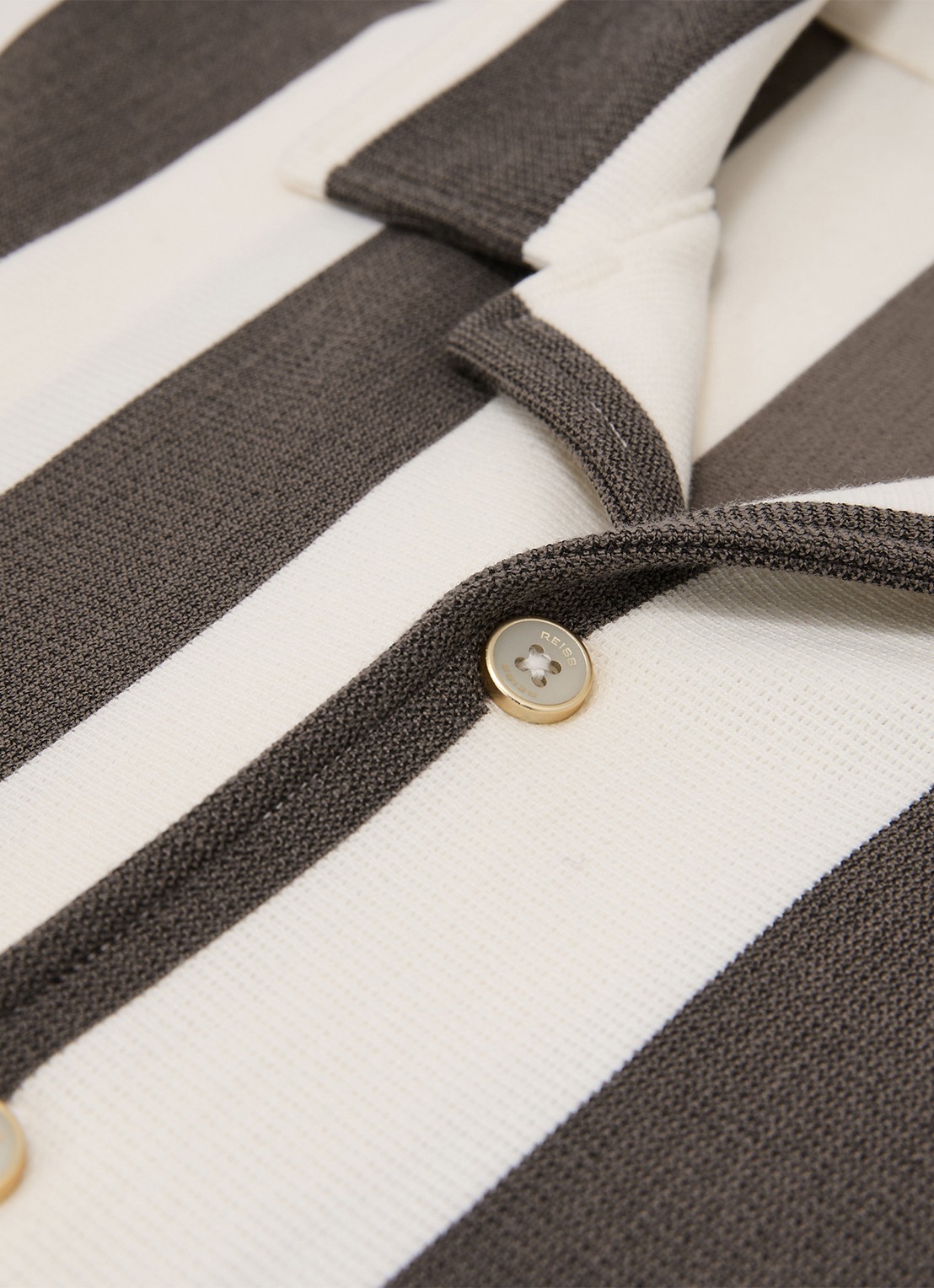 Reiss Dexter overhemd met streepprint  - detail 4 bruin