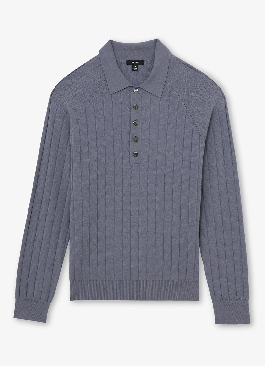 Reiss Dillighan fijngebreide trui met polokraag  - voorkant 5 steel blue / blauw