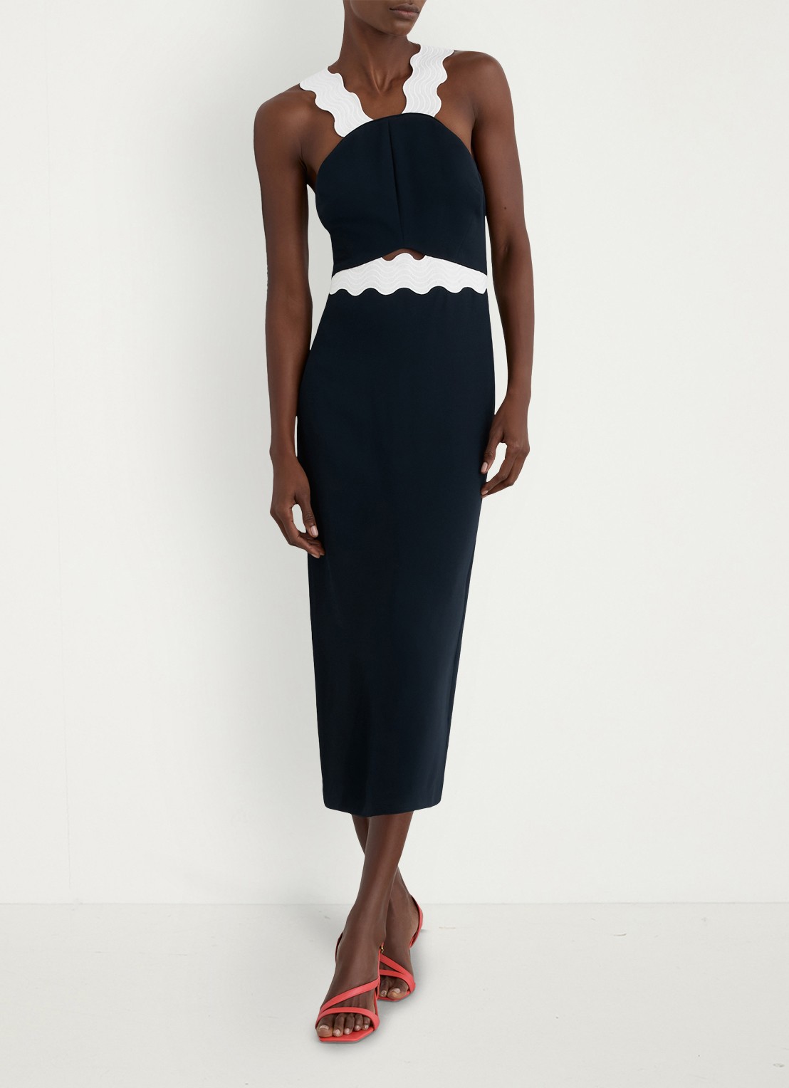 Reiss Dillon midi jurk met grafisch detail - voorkant 7 multicolor
