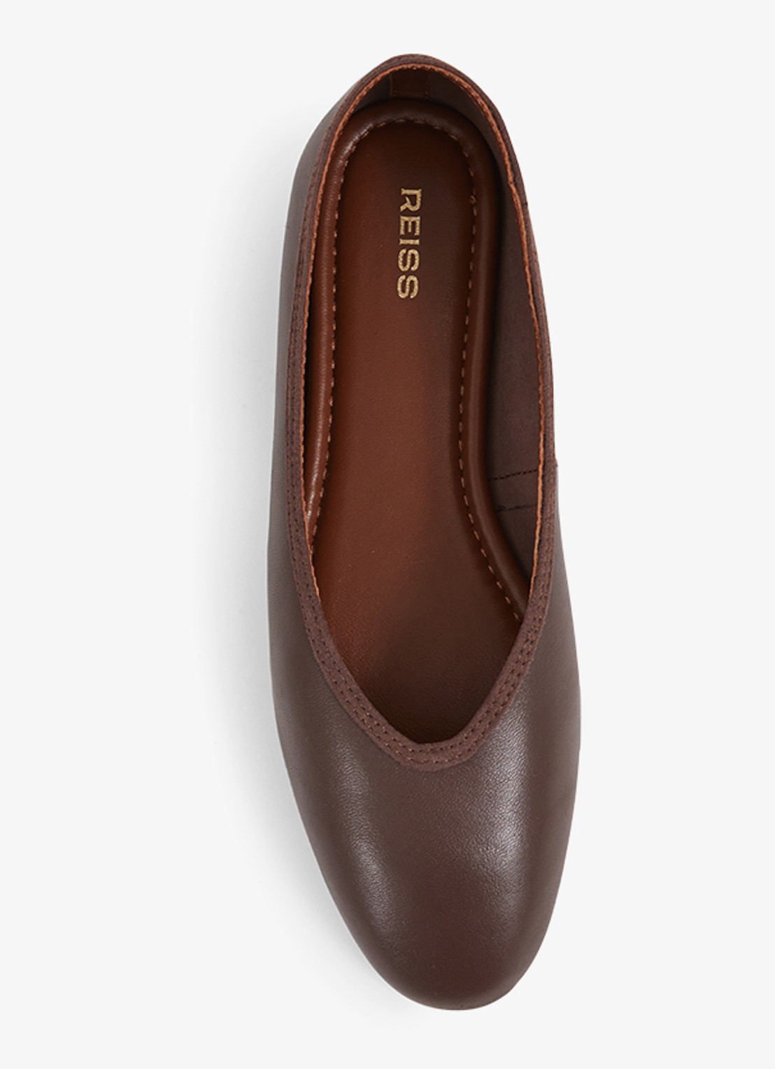 Reiss Dina ballerina van leer - voorkant 2 bruin