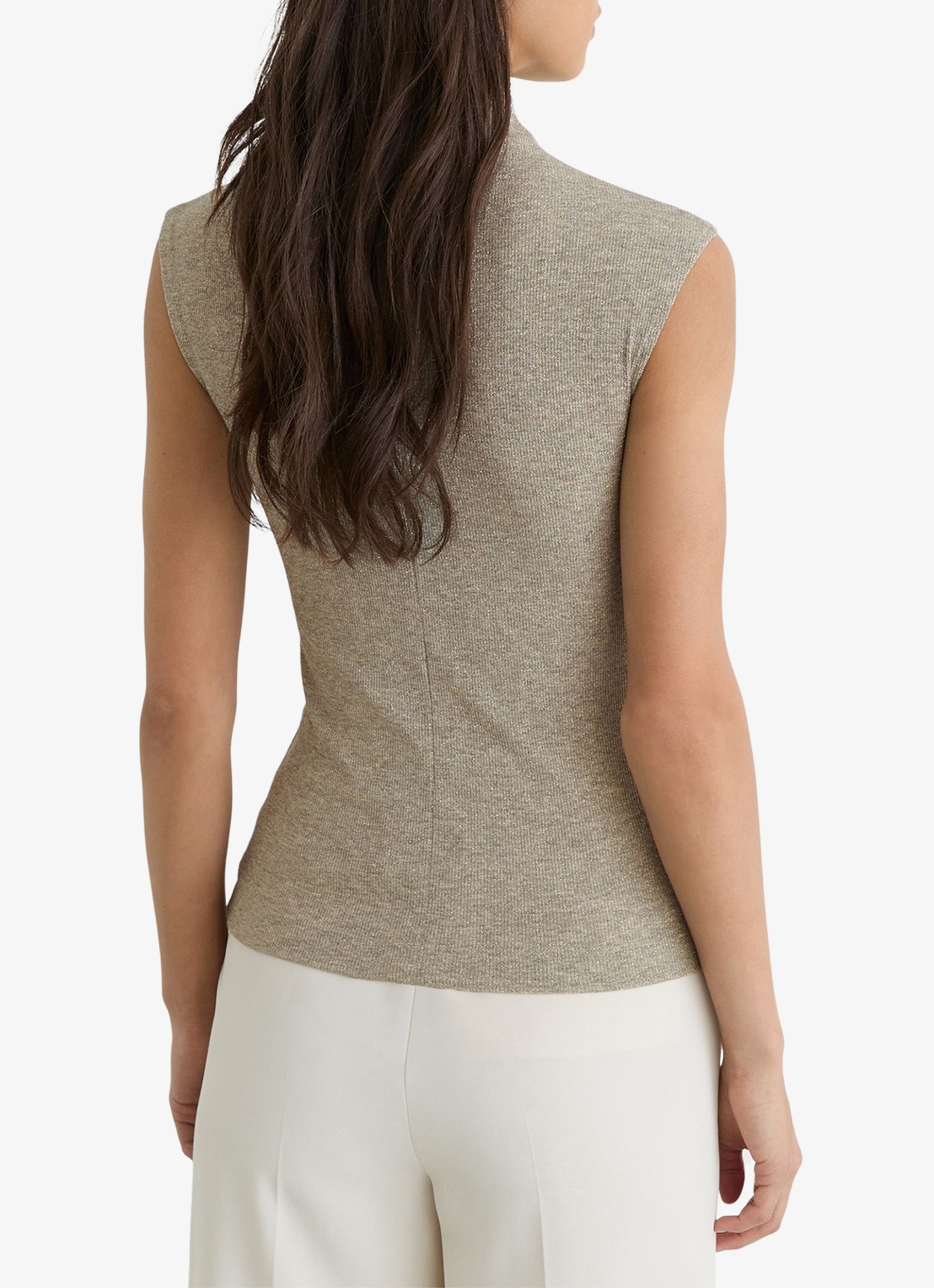 Reiss Dita ribgebreide top met lurex - achterkant goud