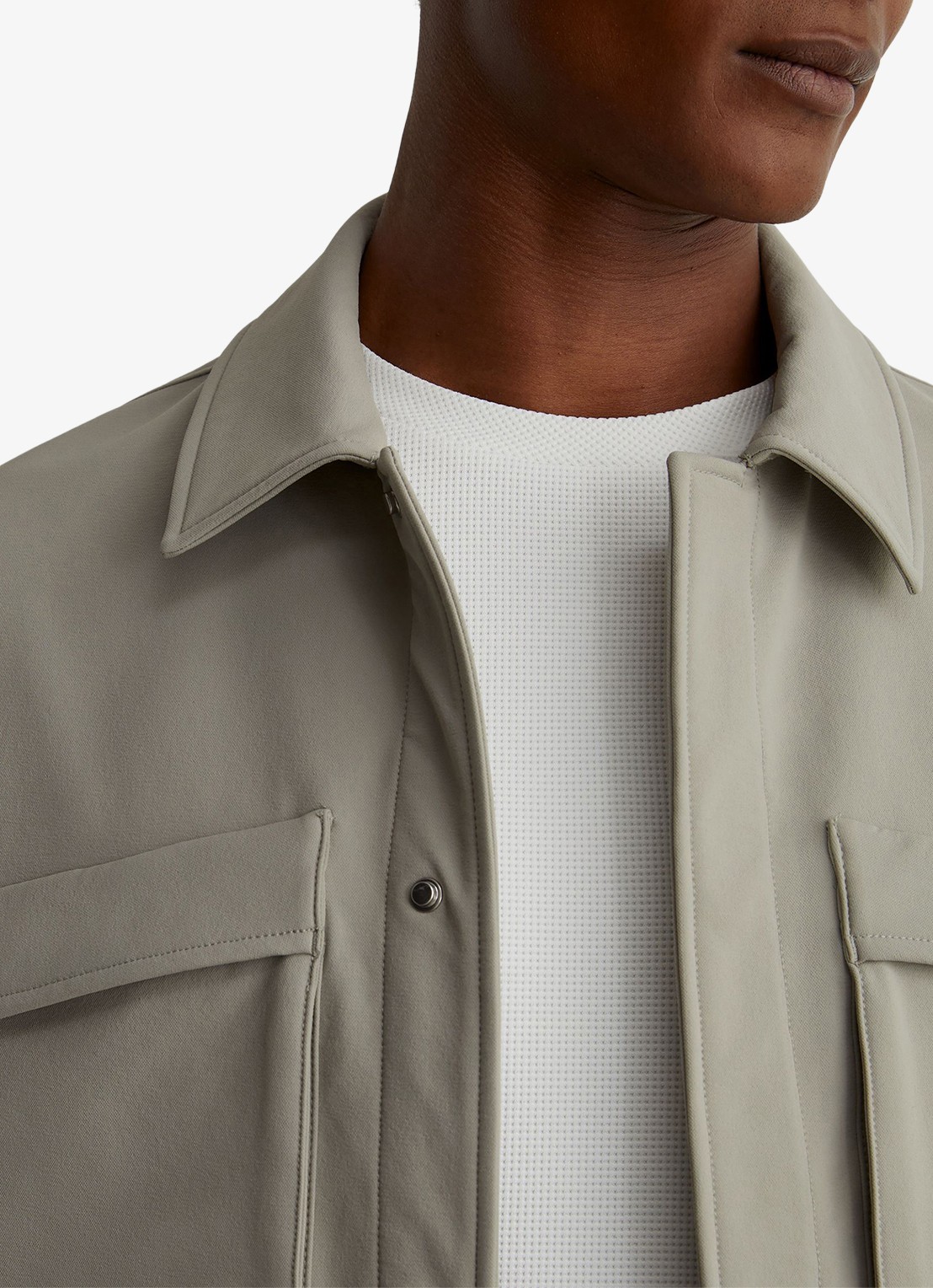 Reiss Divide regular fit overshirt met borstzak - detail 4 stone / beige