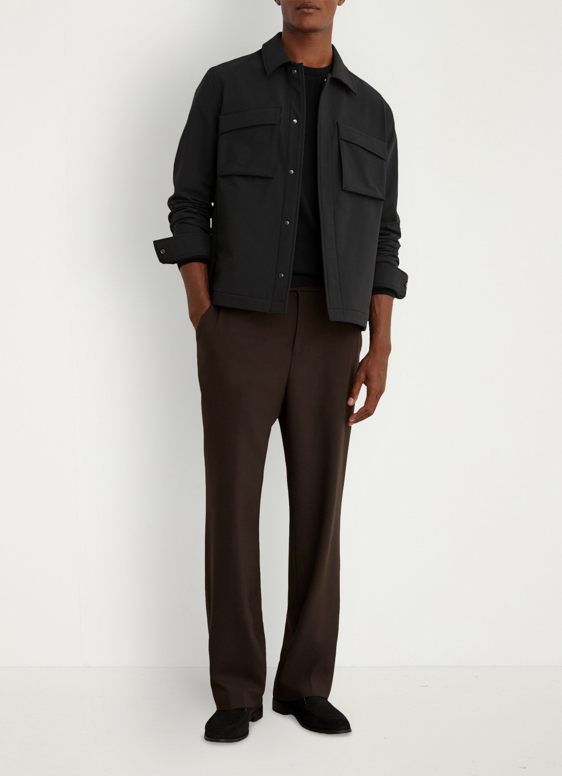 Reiss Divide regular fit overshirt met borstzak - voorkant 7 black / zwart