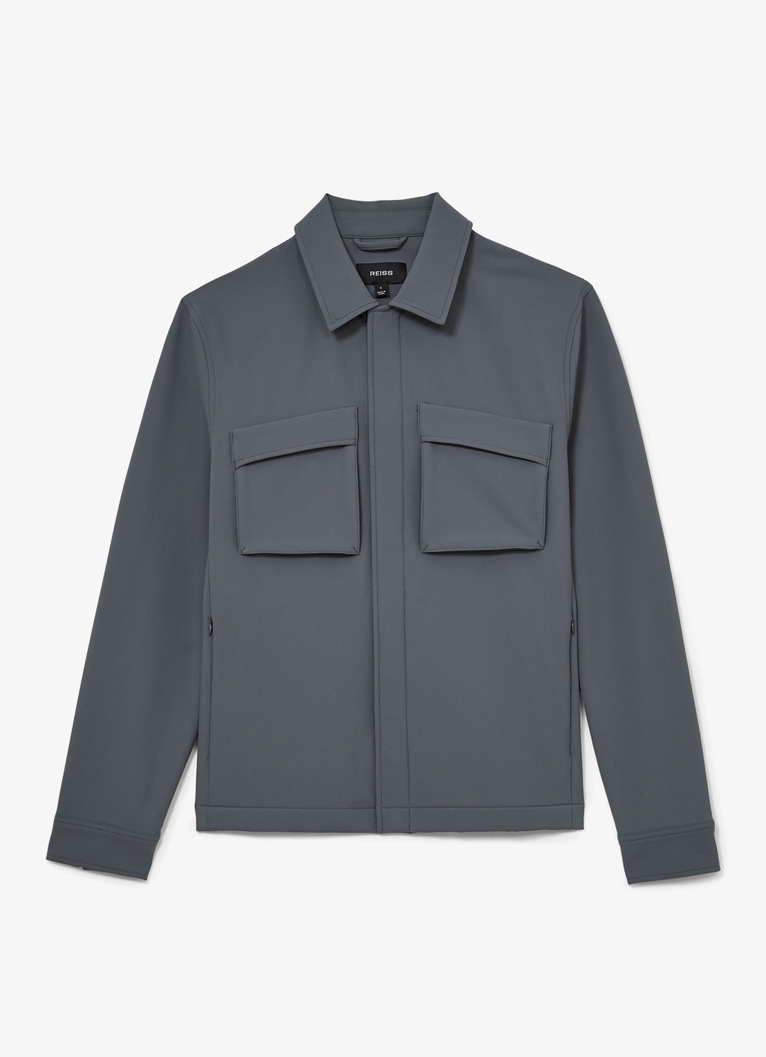 Reiss Divide regular fit overshirt met borstzak - voorkant airforce blue / blauw