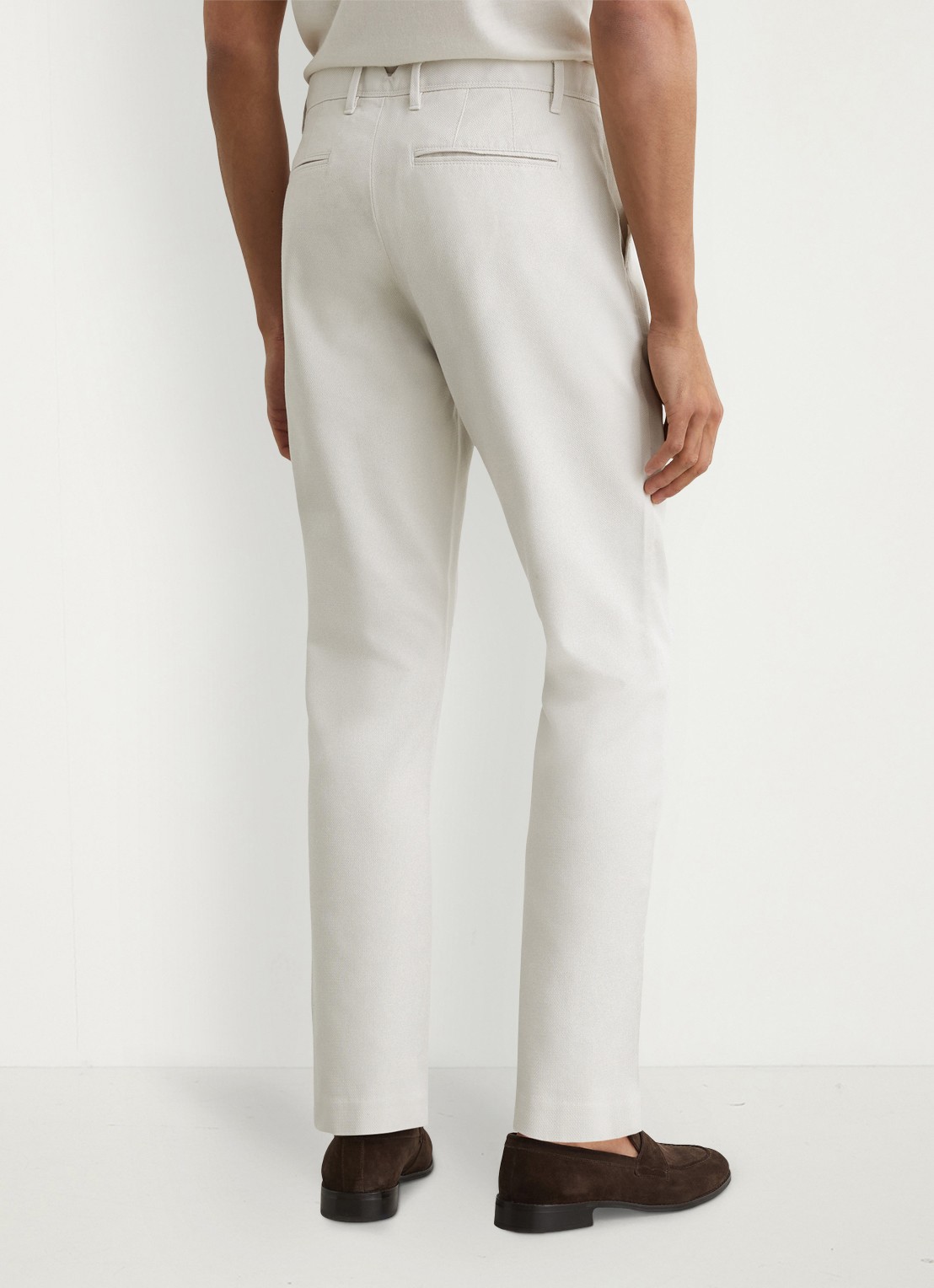 Reiss Dobby straight fit chino van katoen  - achterkant 6 gebroken wit