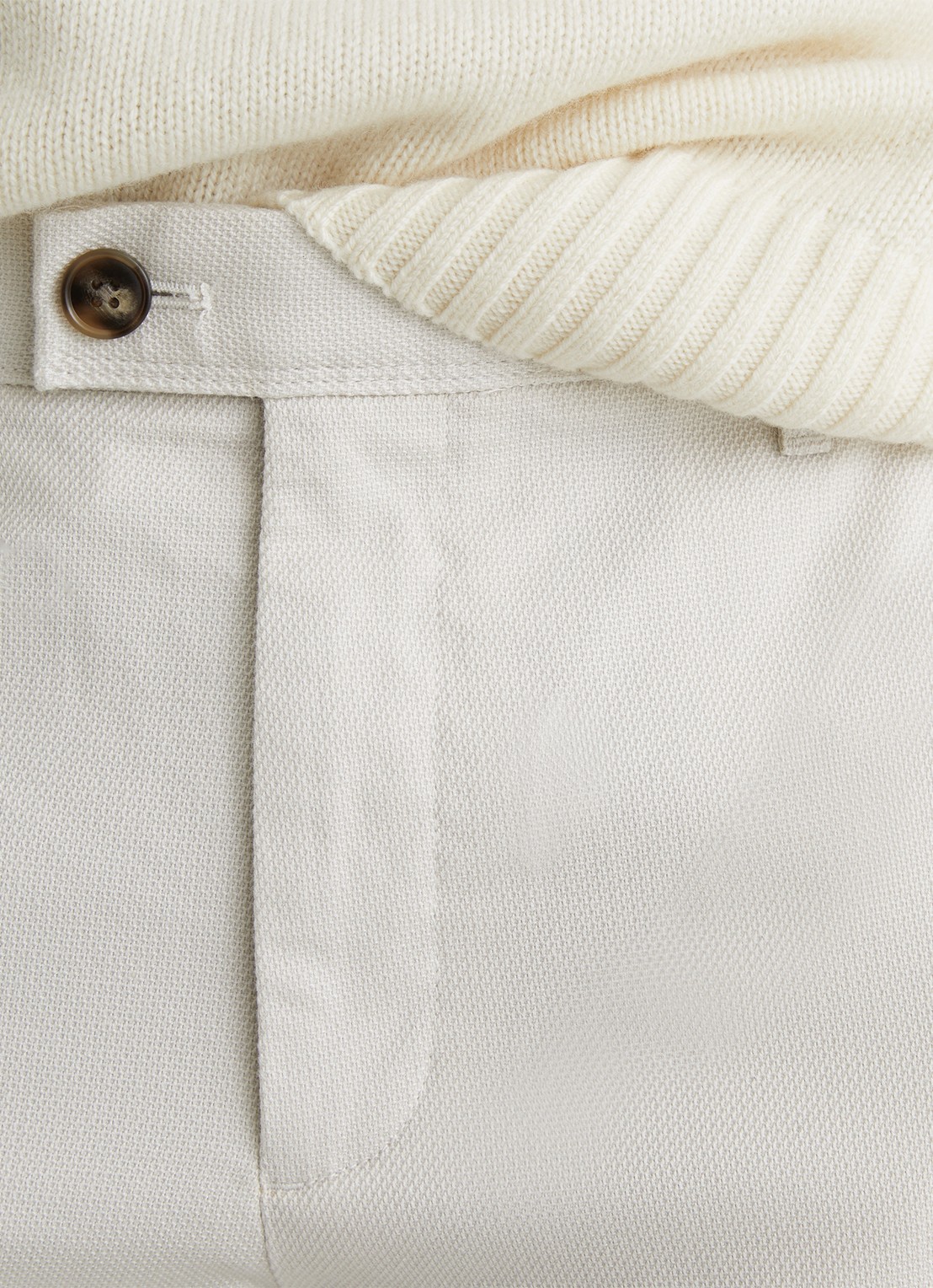 Reiss Dobby straight fit chino van katoen  - detail 2 gebroken wit