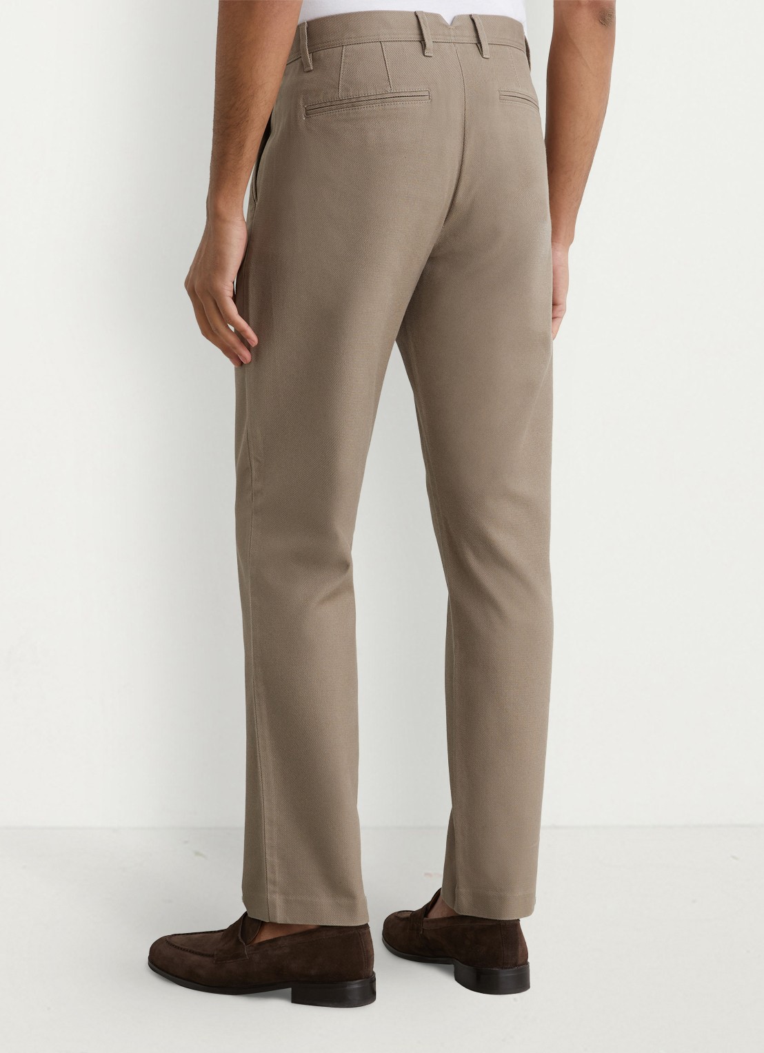 Reiss Dobby straight fit chino van katoen  - achterkant lichtbruin