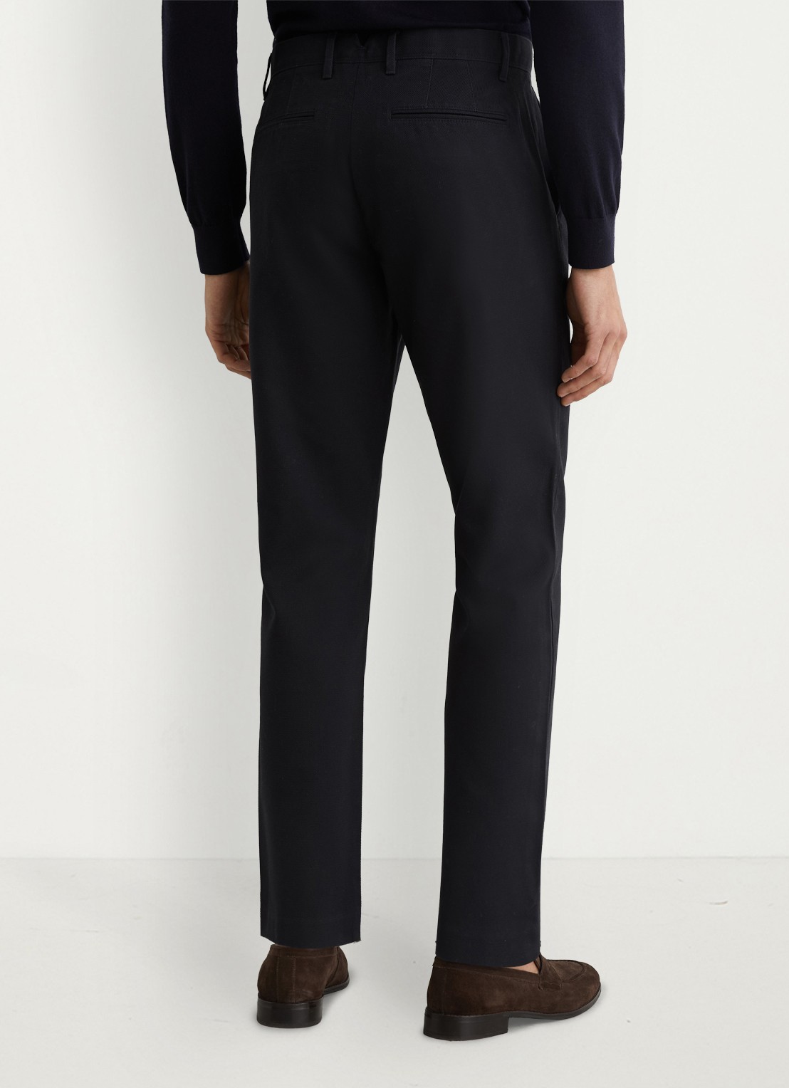 Reiss Dobby straight fit chino van katoen  - achterkant 3 navy / blauw