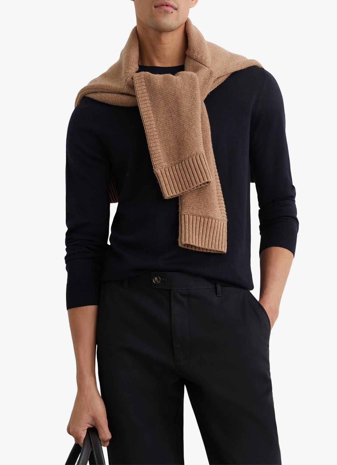 Reiss Dobby straight fit chino van katoen  - detail 6 navy / blauw