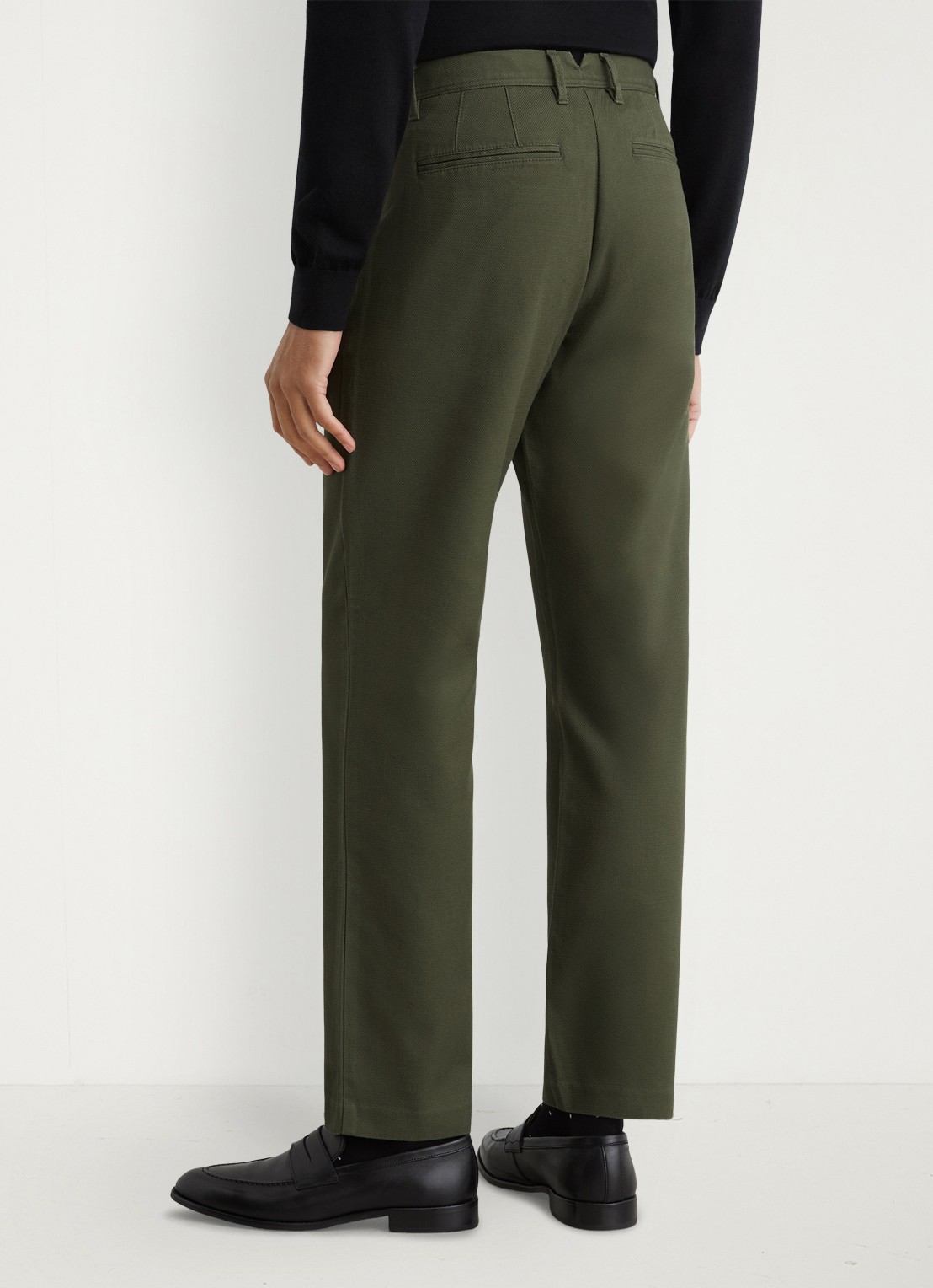 Reiss Dobby straight fit chino van katoen  - achterkant 3 bronsgroen