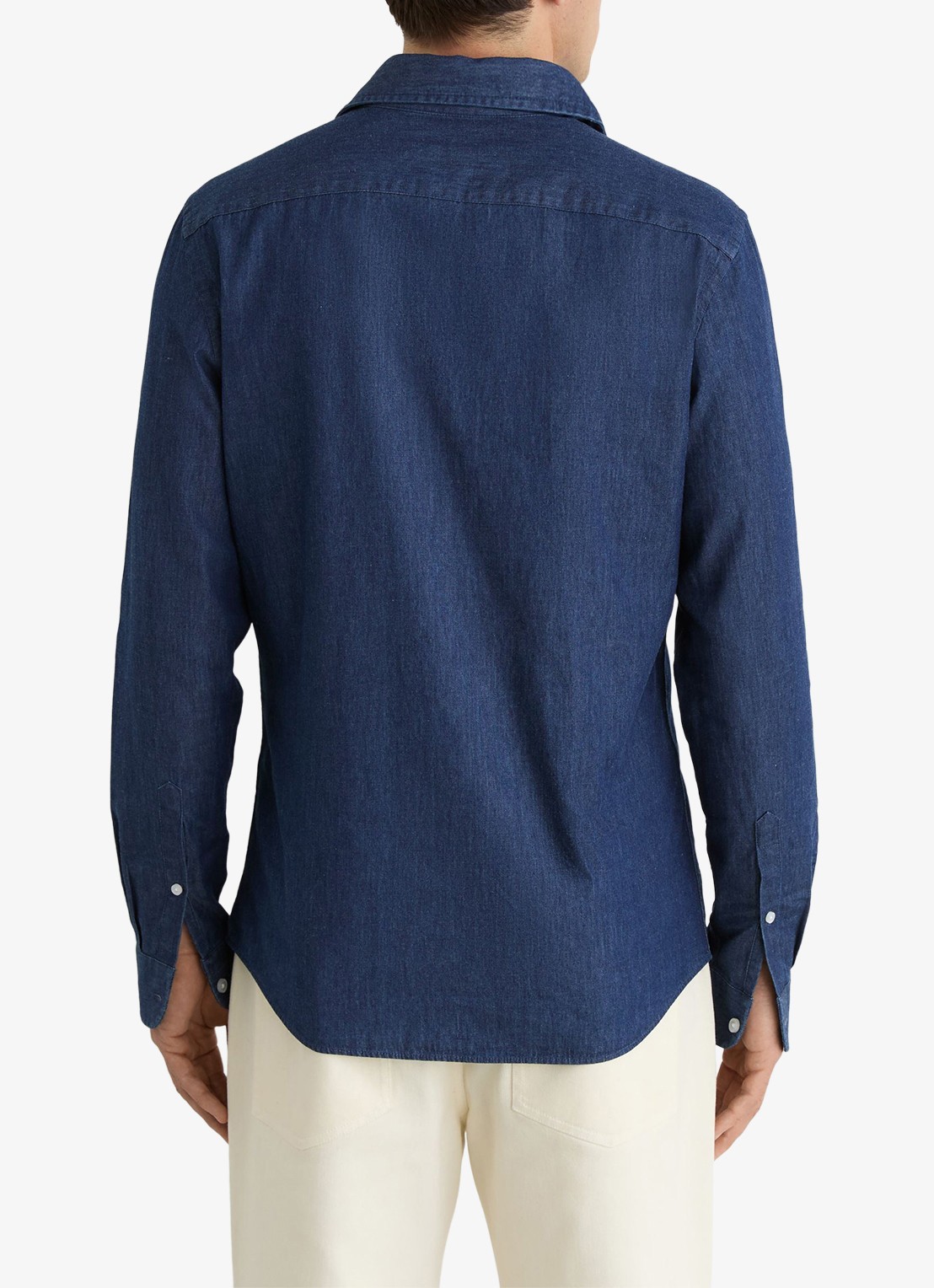 Reiss Don slim fit overhemd van chambray - achterkant 5 dark blue wash / blauw