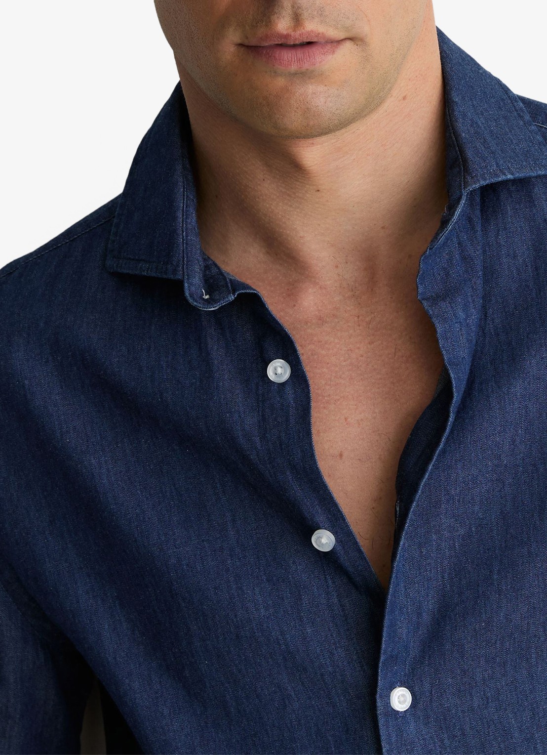 Reiss Don slim fit overhemd van chambray - detail 3 dark blue wash / blauw