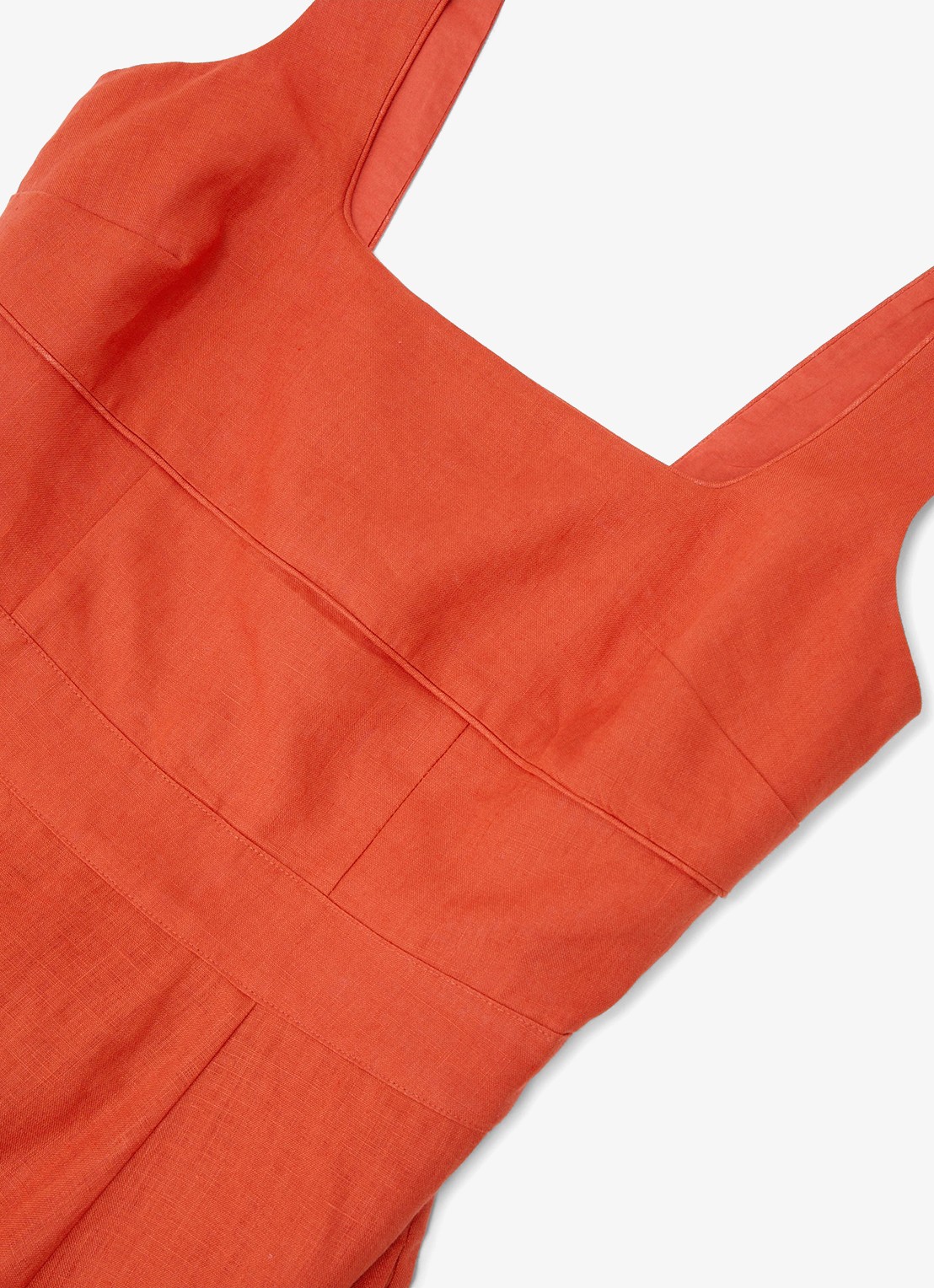 Reiss Dorethea midi jurk van linnen - detail 6 koraal