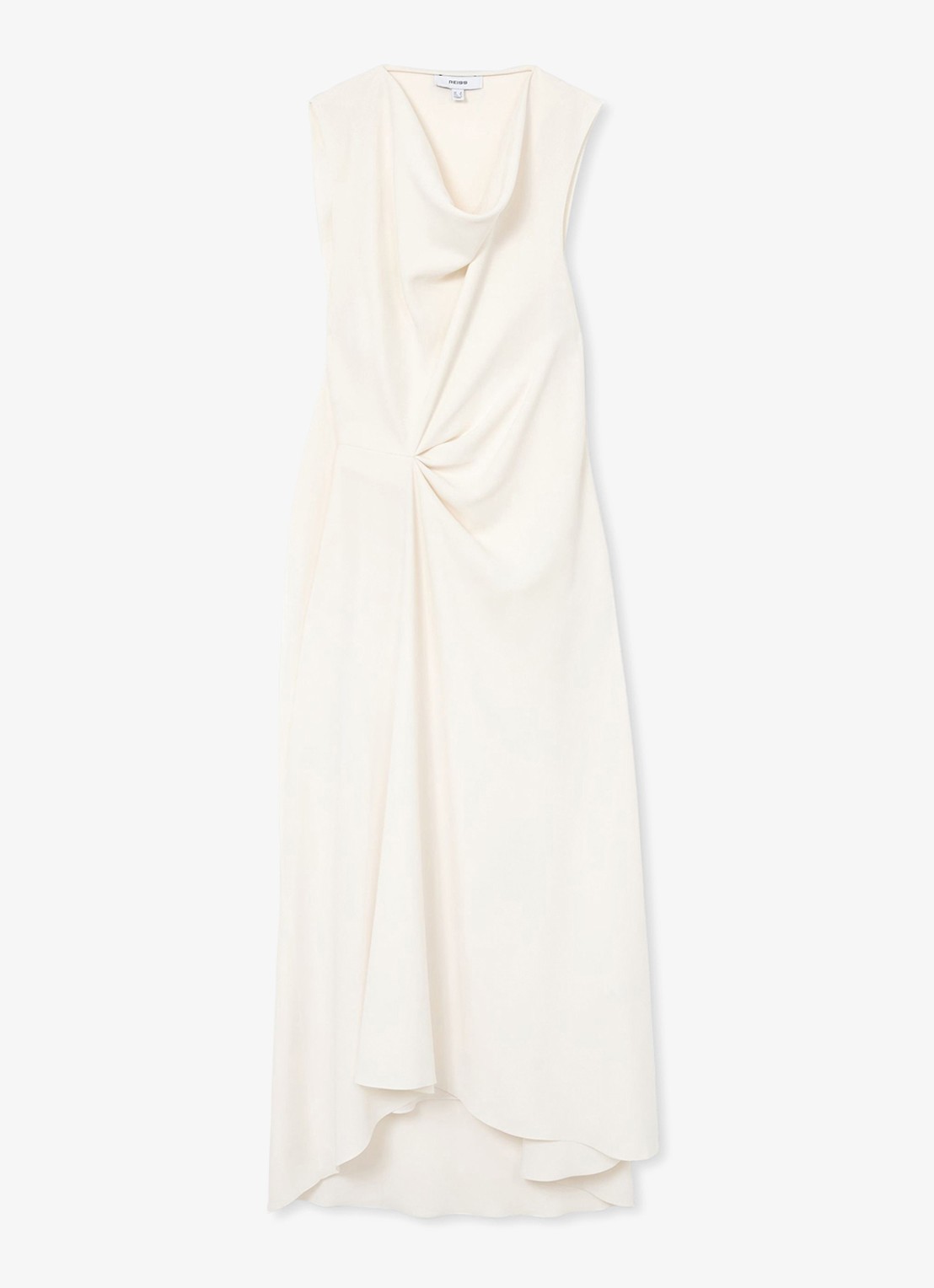 Reiss Dorota midi jurk met watervalhals - voorkant 5 wit