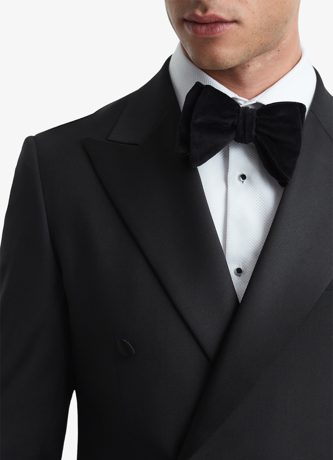 Reiss Double-breasted slim fit colbert in wolblend - detail 5 black / zwart