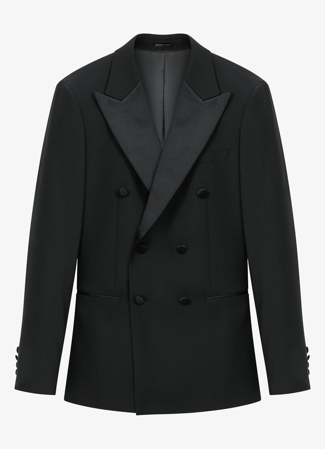 Reiss Double-breasted slim fit colbert in wolblend - voorkant black / zwart
