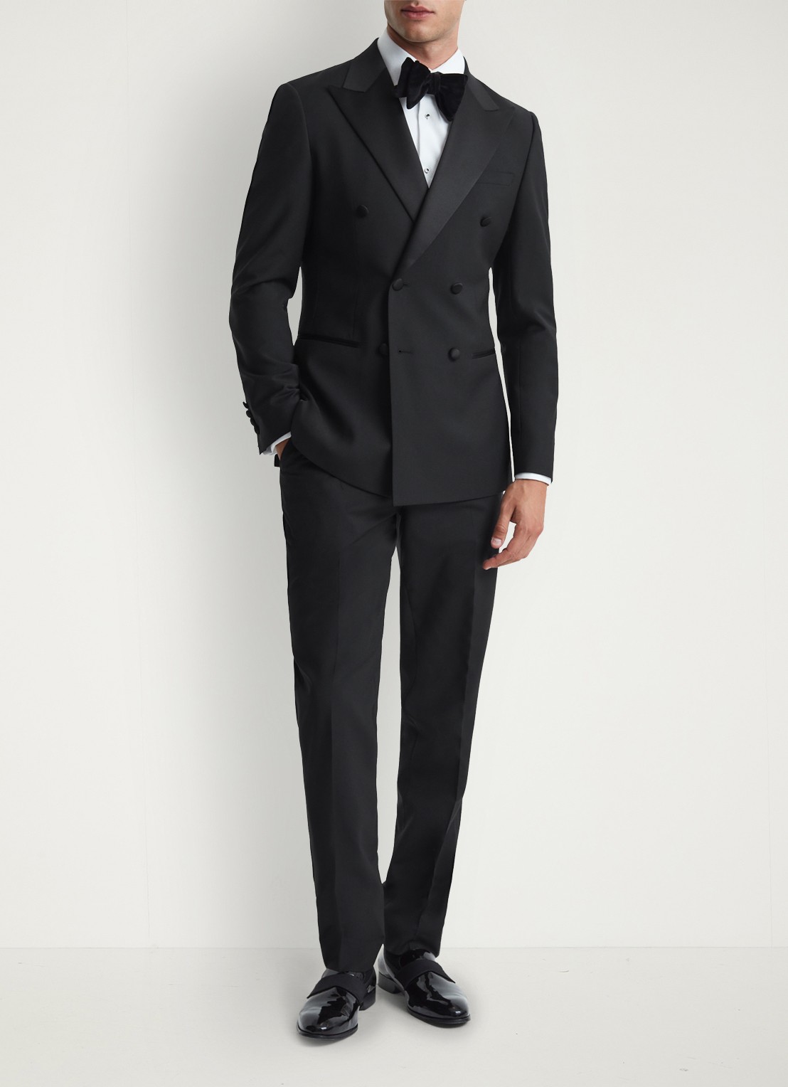 Reiss Double-breasted slim fit colbert in wolblend - voorkant 2 black / zwart