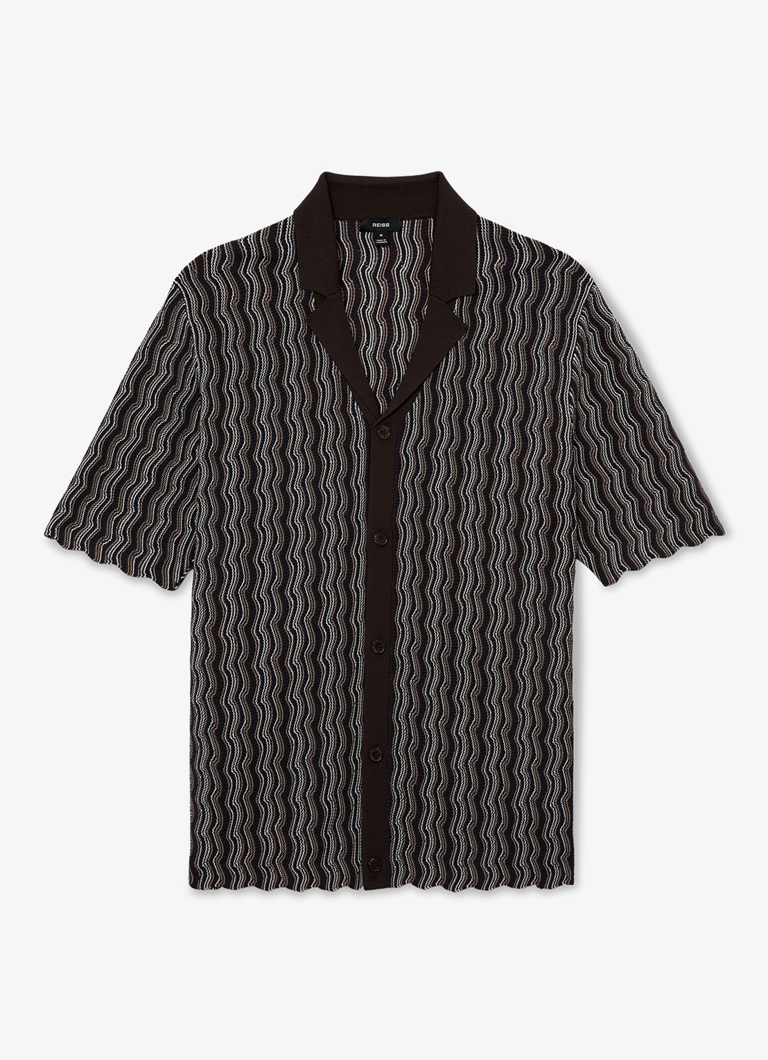 Reiss Drake regular fit overhemd met structuur - voorkant brown / bruin