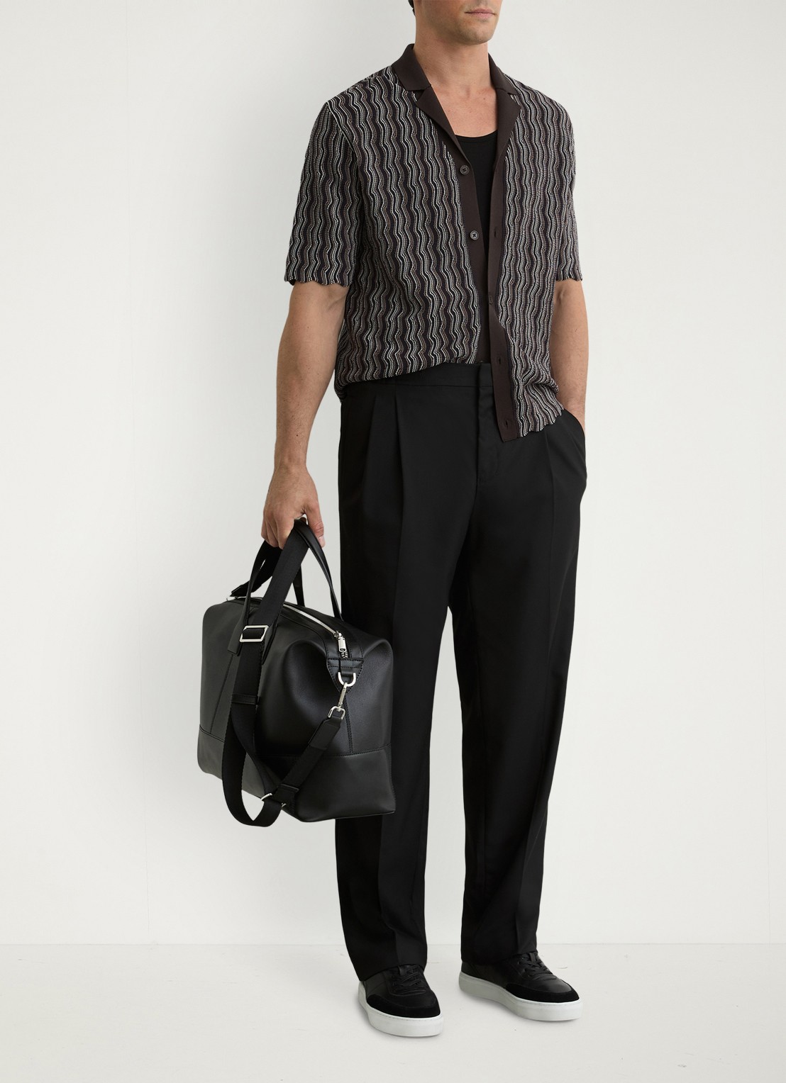 Reiss Drake regular fit overhemd met structuur - voorkant 2 brown / bruin
