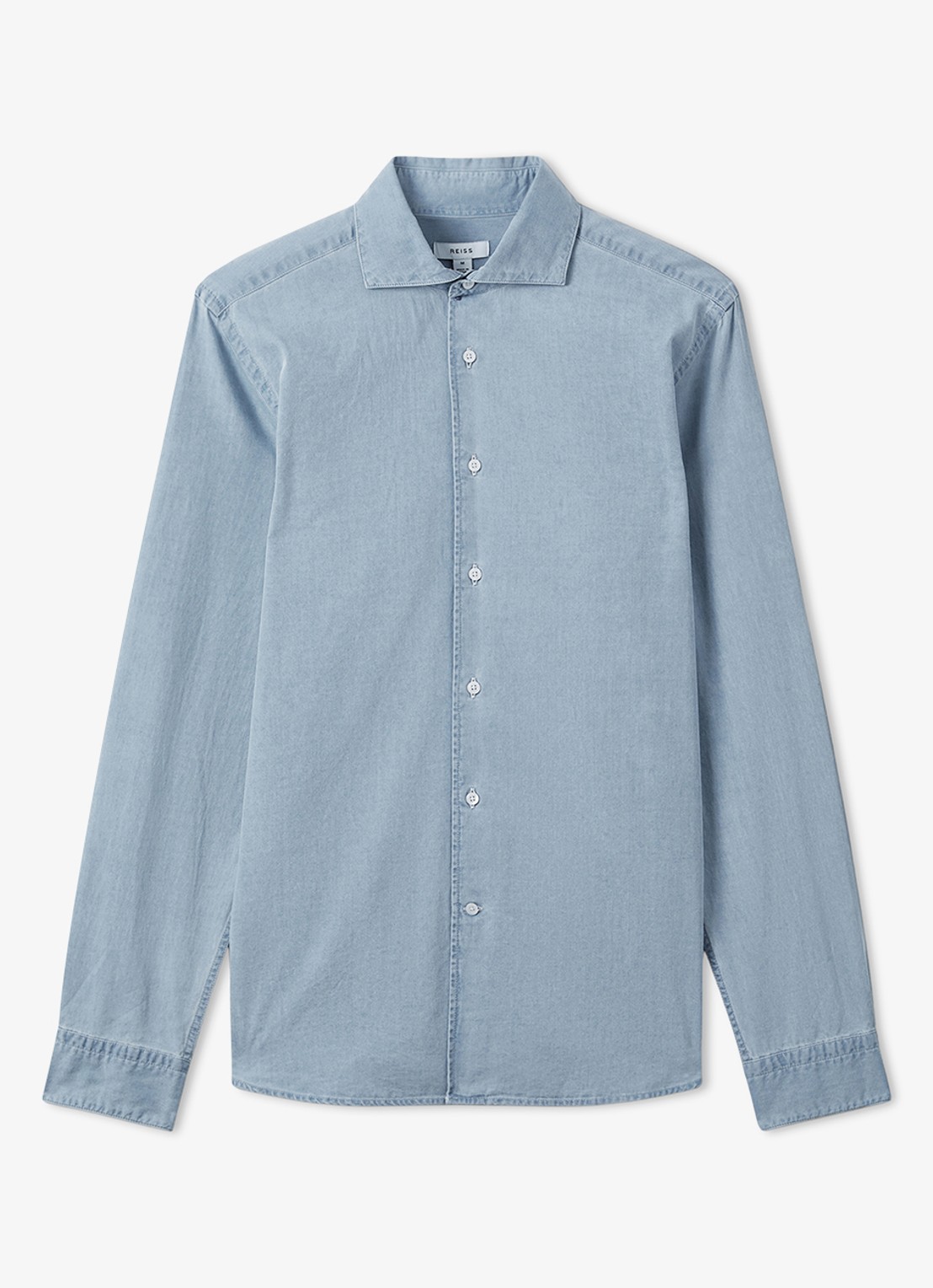 Reiss Draper casual overhemd met cut away boorden - voorkant 3 lichtblauw