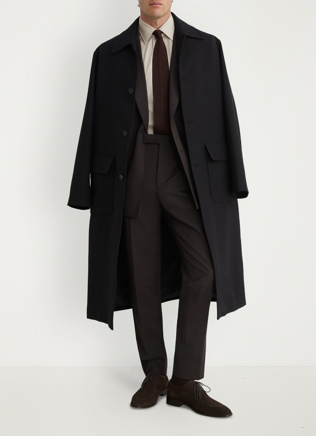 Reiss Dream regular fit pantalon in wolblend - voorkant 2 donkerbruin