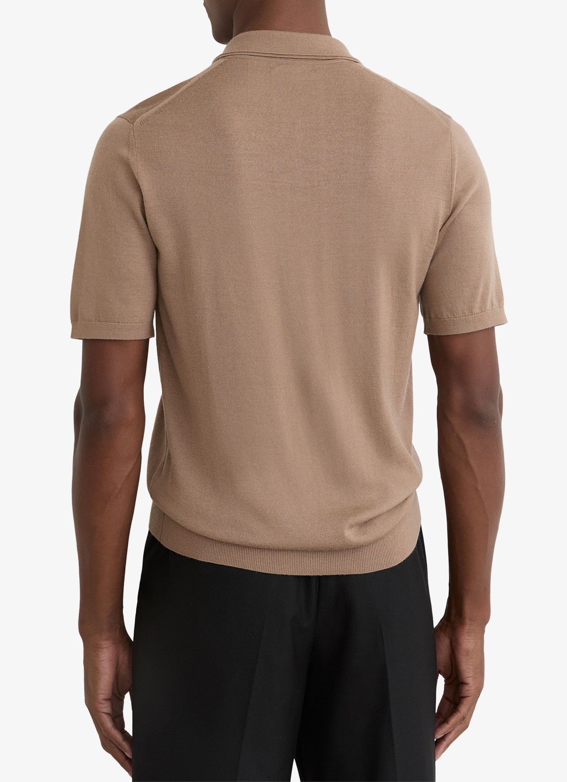 Reiss Duchie regular fit polo van merino wol - achterkant camel
