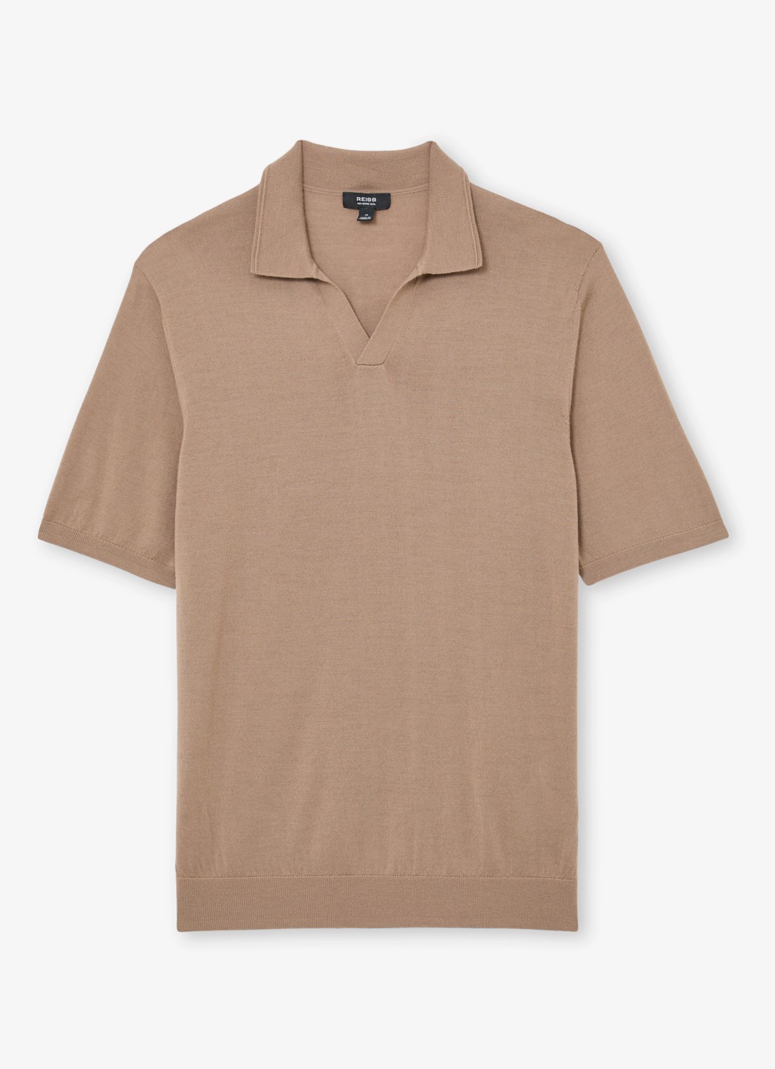 Reiss Duchie regular fit polo van merino wol - voorkant 2 camel