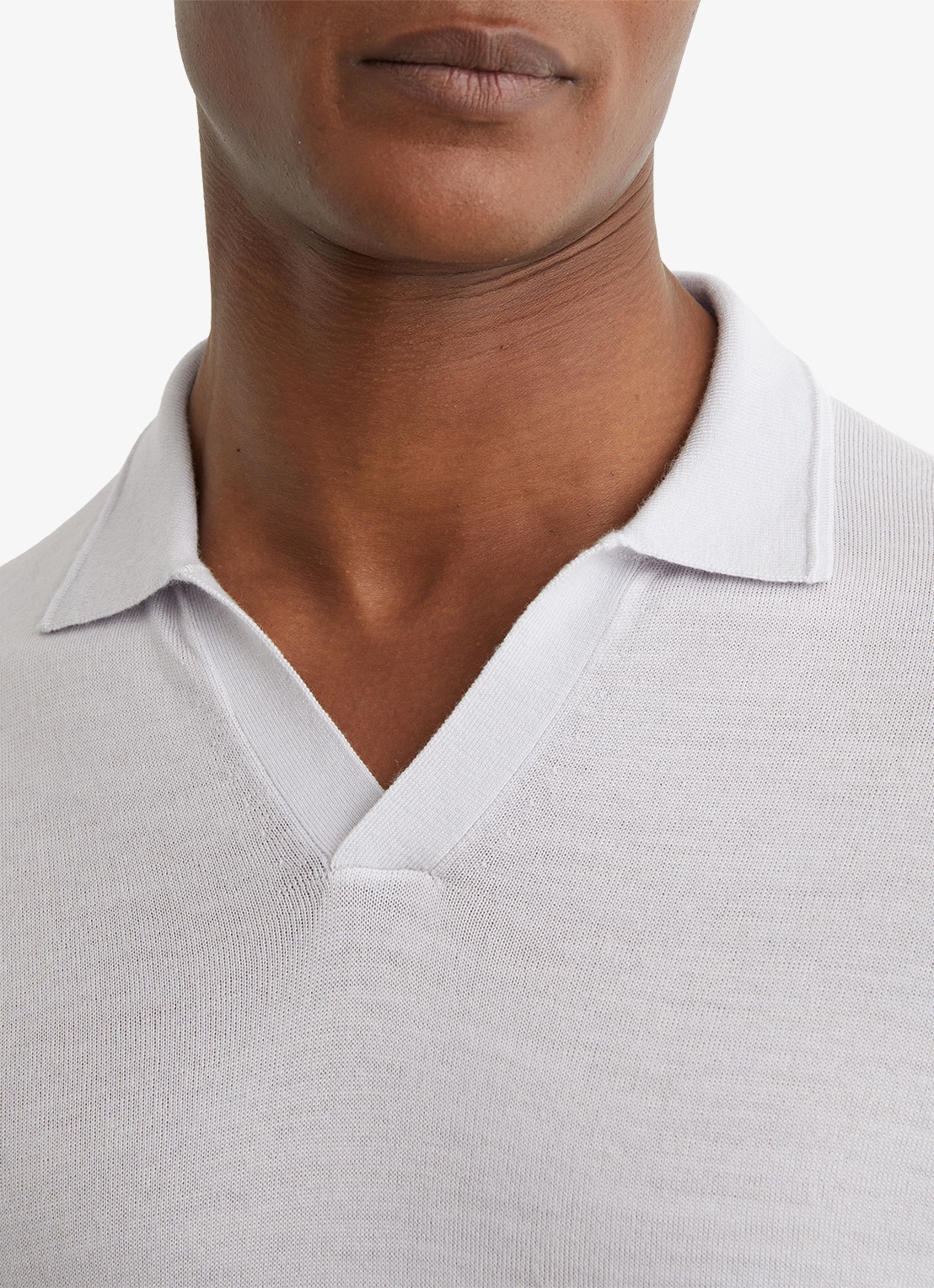Reiss Duchie regular fit polo van merino wol - detail 3 lichtblauw