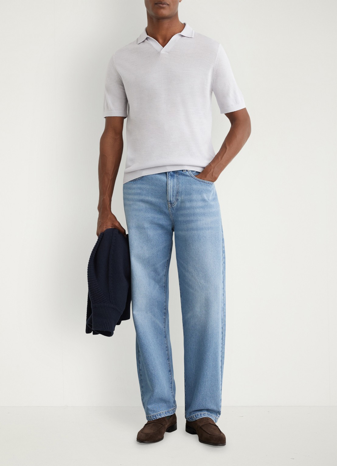 Reiss Duchie regular fit polo van merino wol - voorkant 6 lichtblauw