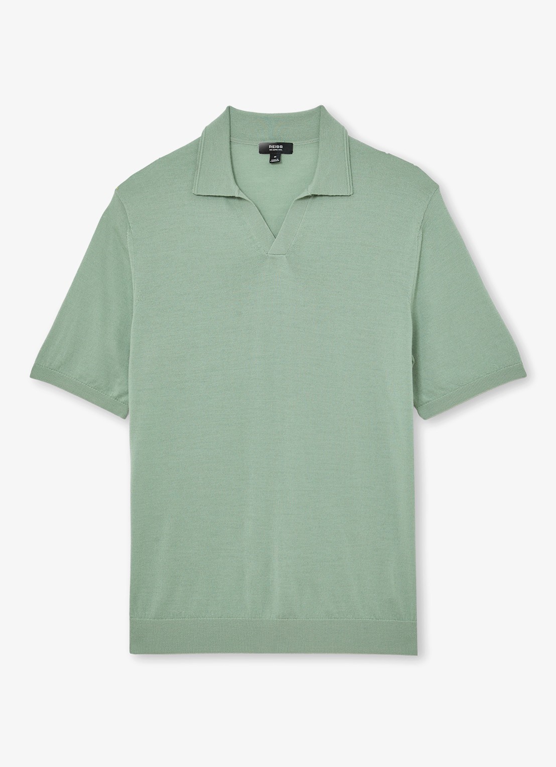 Reiss Duchie regular fit polo van merino wol - voorkant 2 lichtgroen