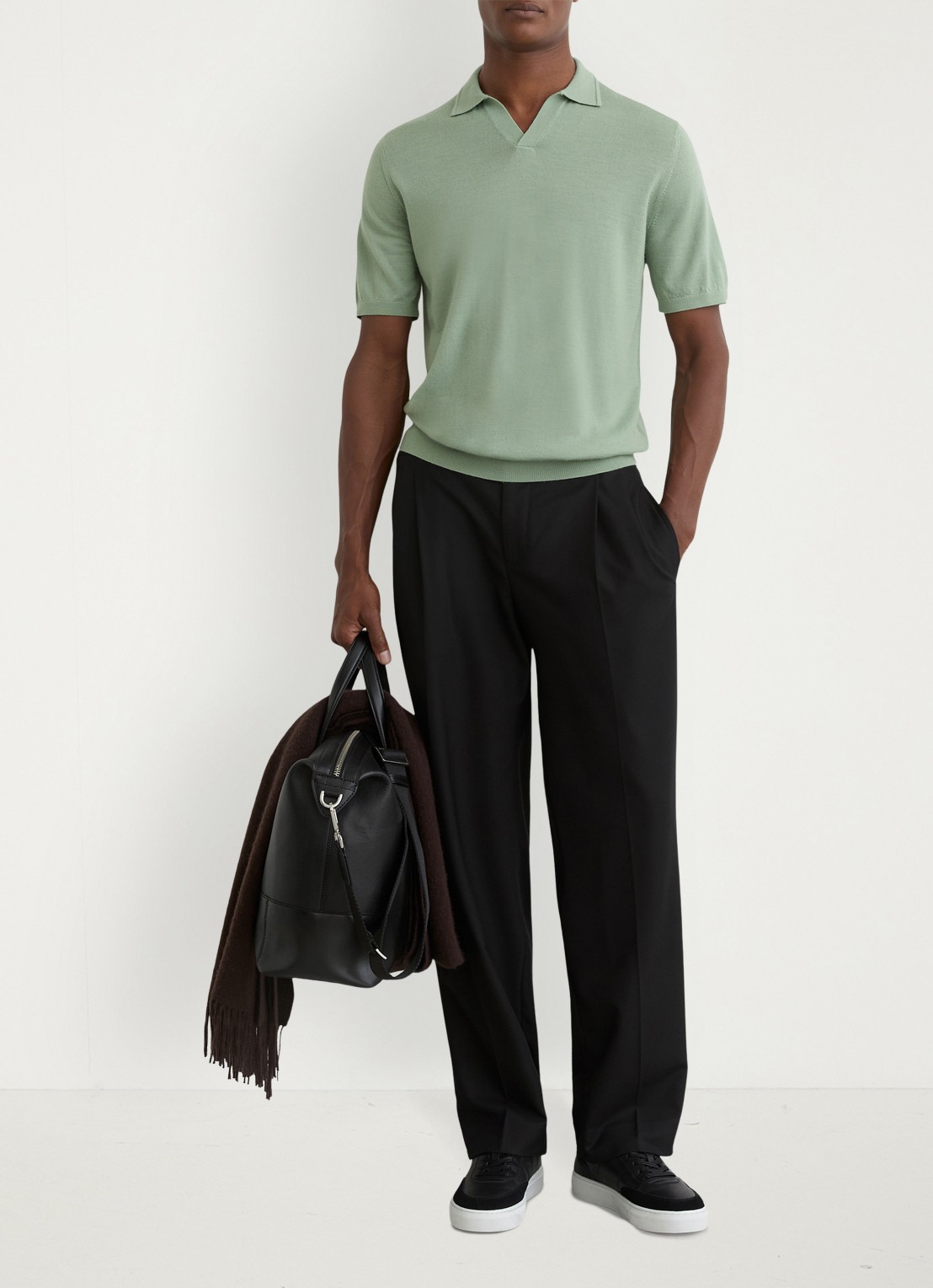 Reiss Duchie regular fit polo van merino wol - voorkant 3 lichtgroen