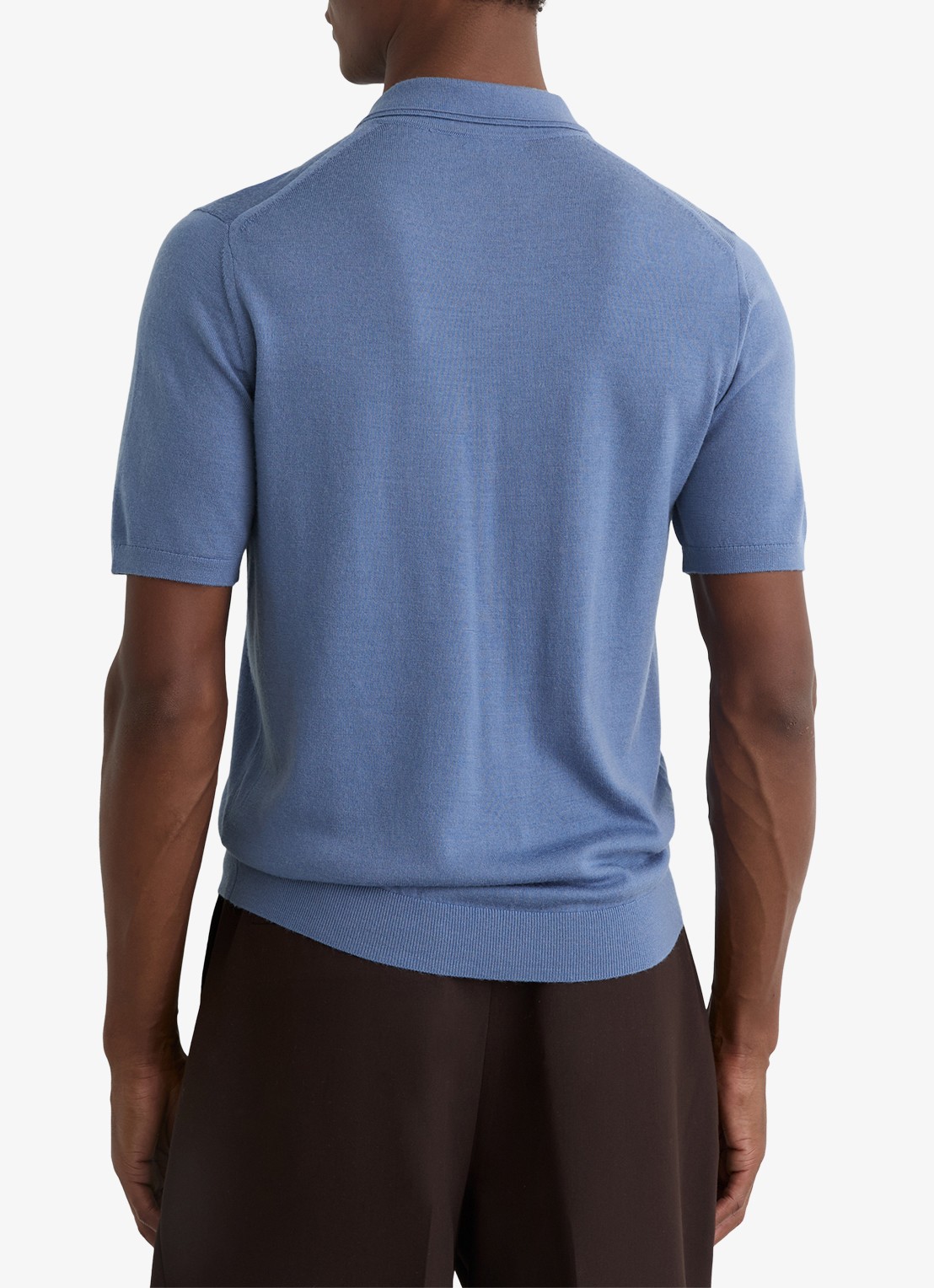 Reiss Duchie regular fit polo van merino wol - achterkant 3 lichtblauw