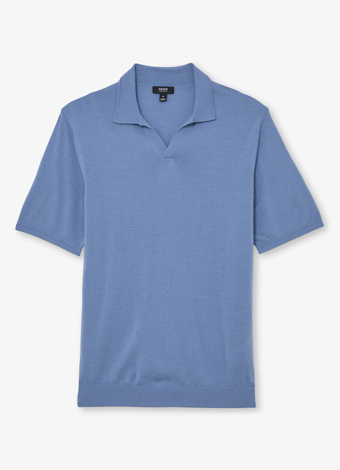 Reiss Duchie regular fit polo van merino wol - voorkant lichtblauw