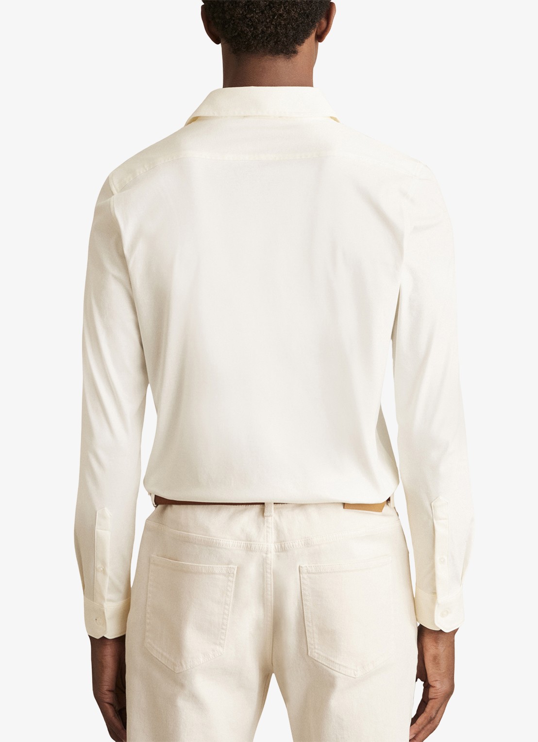 Reiss Duke slim fit overhemd van jersey - achterkant creme