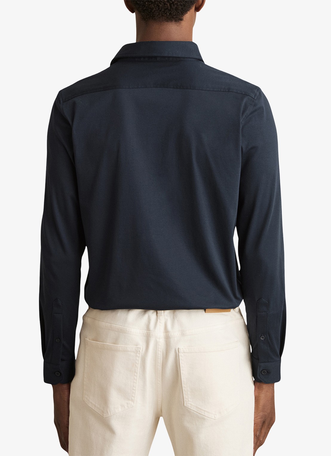 Reiss Duke slim fit overhemd van jersey - achterkant 3 donkerblauw